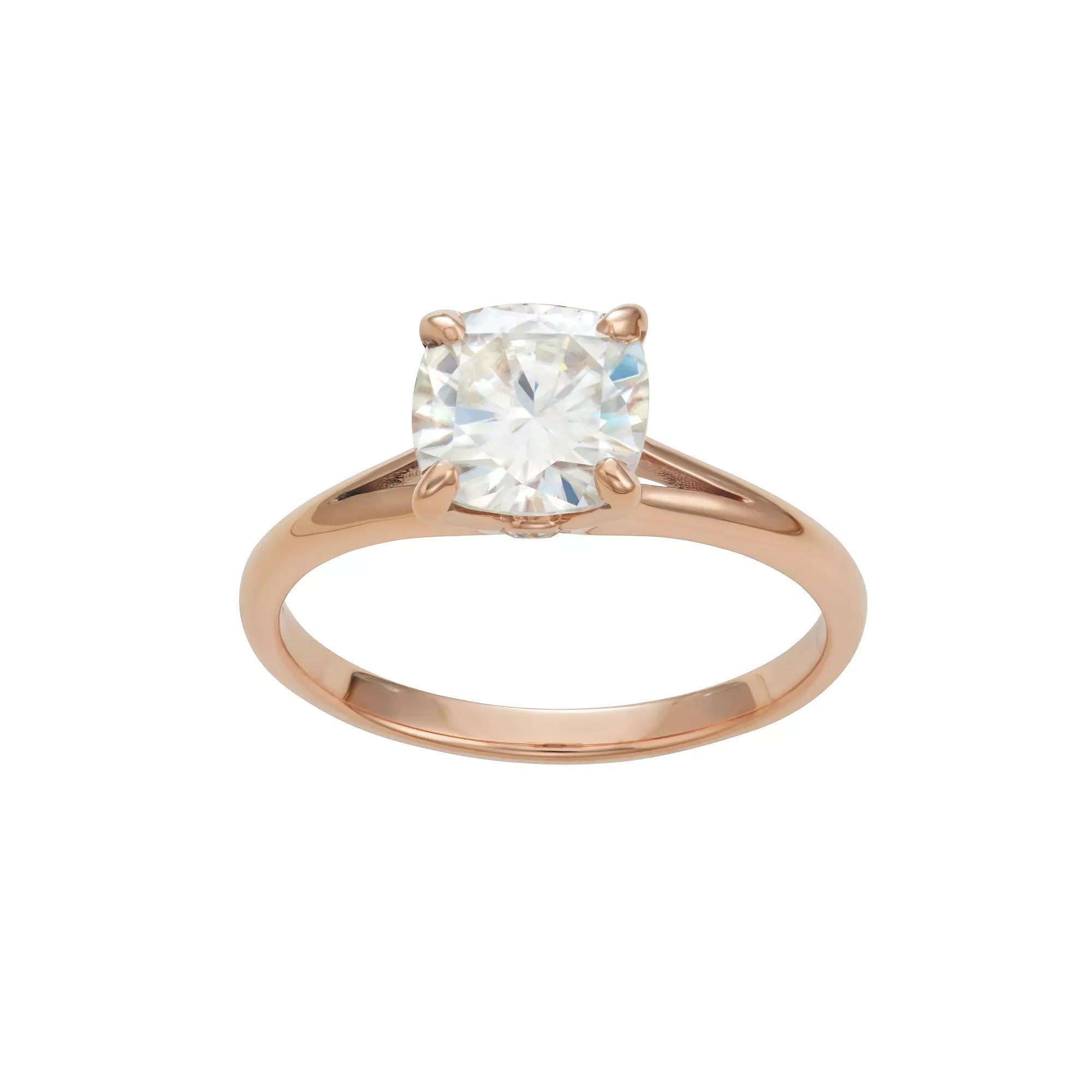 Charles & Colvard 14k Gold 2 Carat T.W. Cushion Lab-Created Moissanite Solitaire Ring, Women's, Size: 9, White Product Image