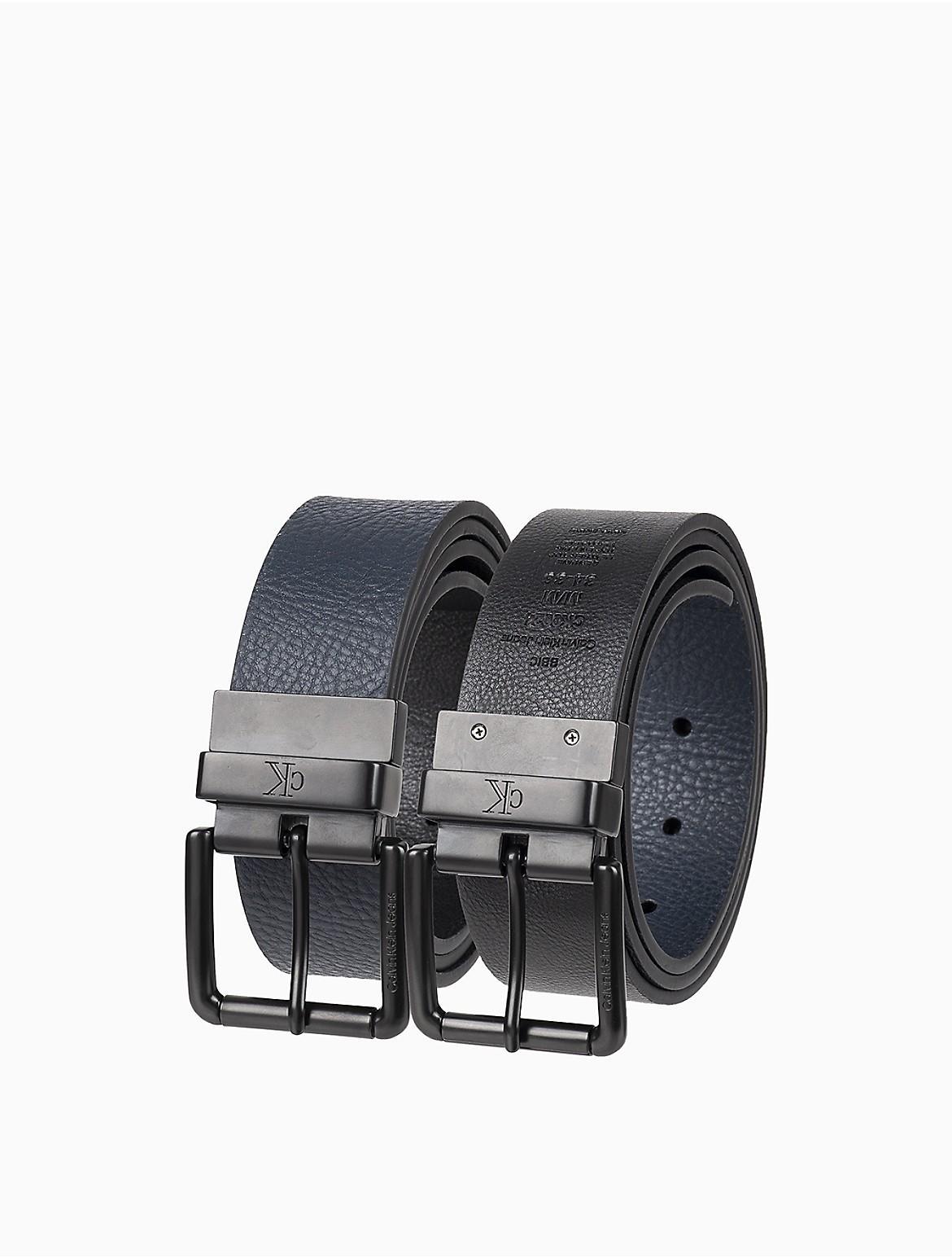 Calvin Klein Mens Pebbled Leather Reversible Jean Belt - Charcoal Product Image