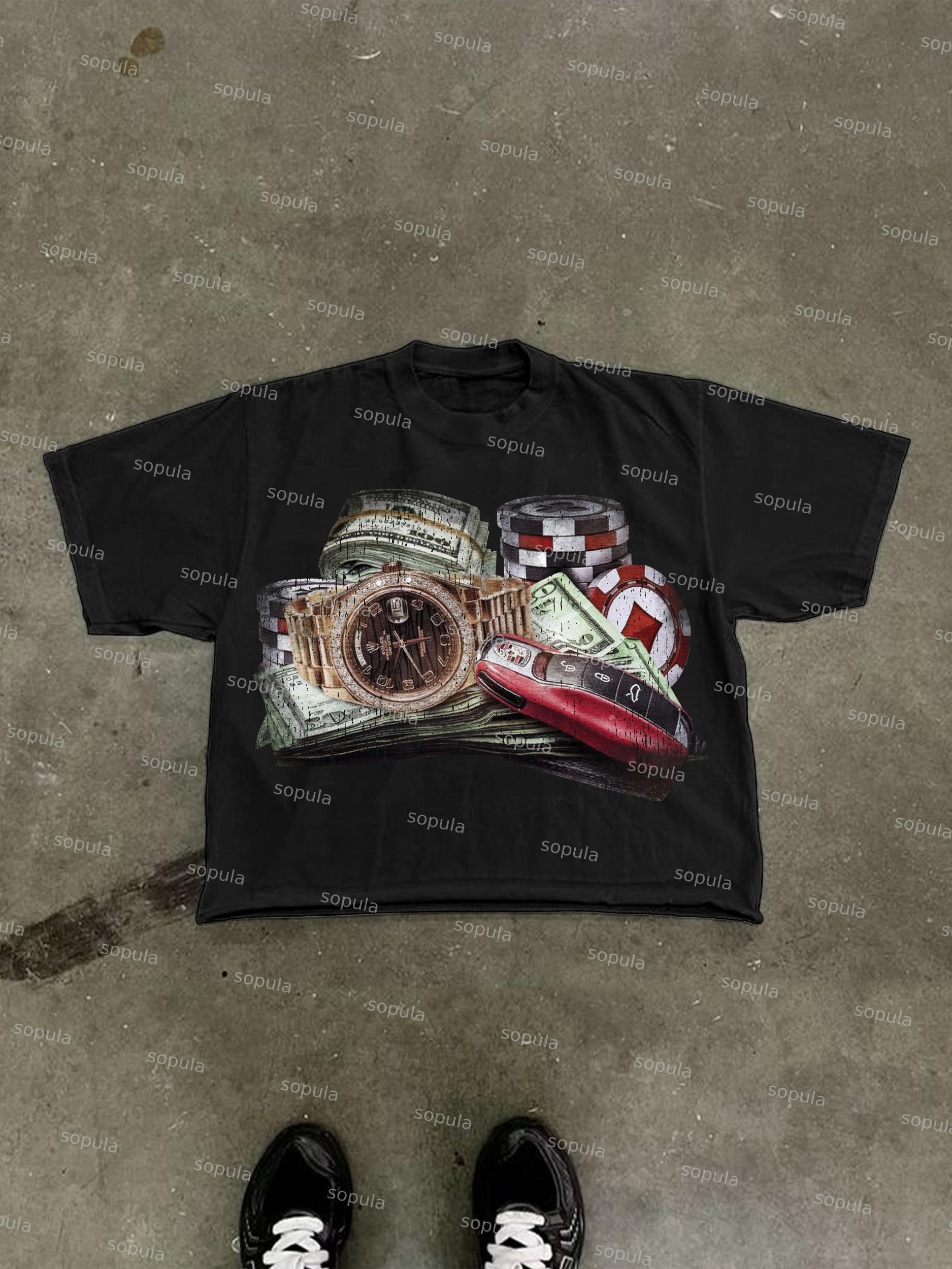 Stack Or Starve Vintage Fortune Graphic Cropped T-shirt Product Image