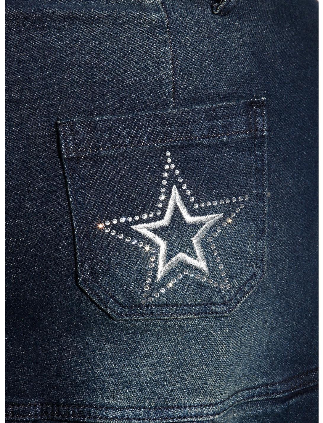 Social Collision Star Bling Dark Denim Pleated Mini Skirt Plus Size Product Image