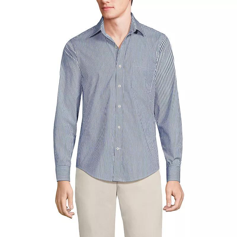 Men's Lands' End Traditional Fit Travel Button-Down Shirt, Size: XXL, Blue Fine Stripe Product Image