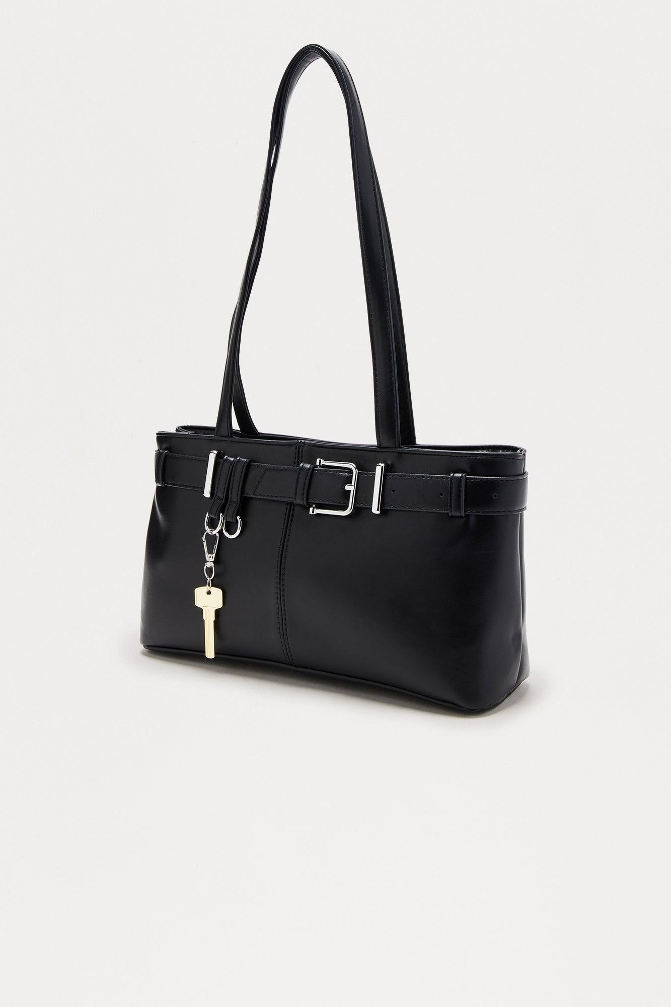 Madeline Faux Leather Handbag - Black Female Product Image