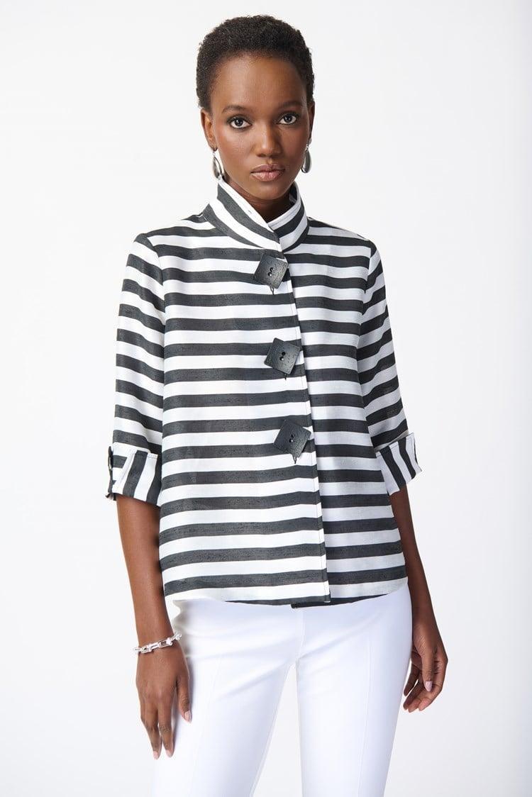 Striped Jacquard Trapeze Jacket Product Image