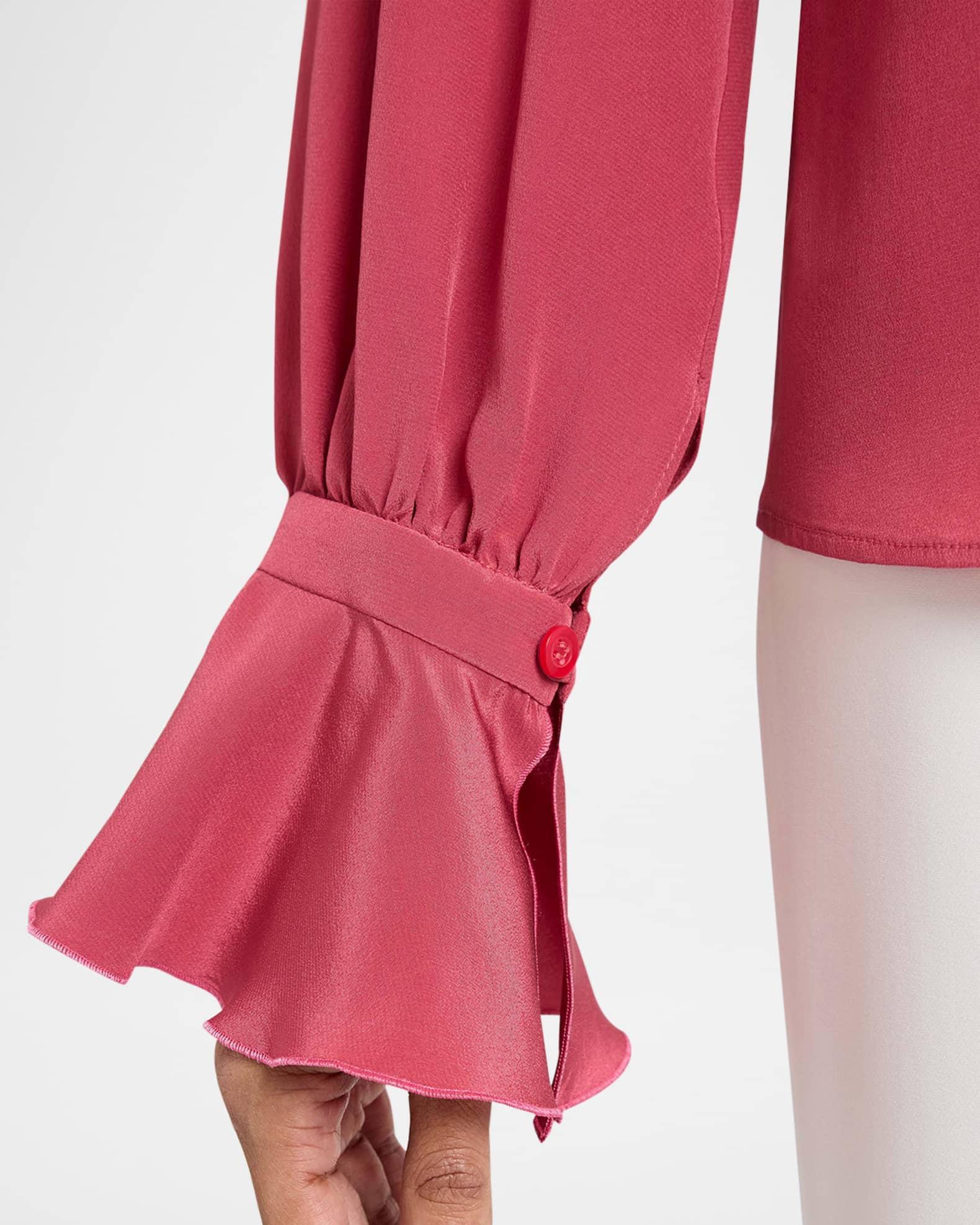 Rue Ruffle-Cuff Silk Crepe De Chine Blouse Product Image