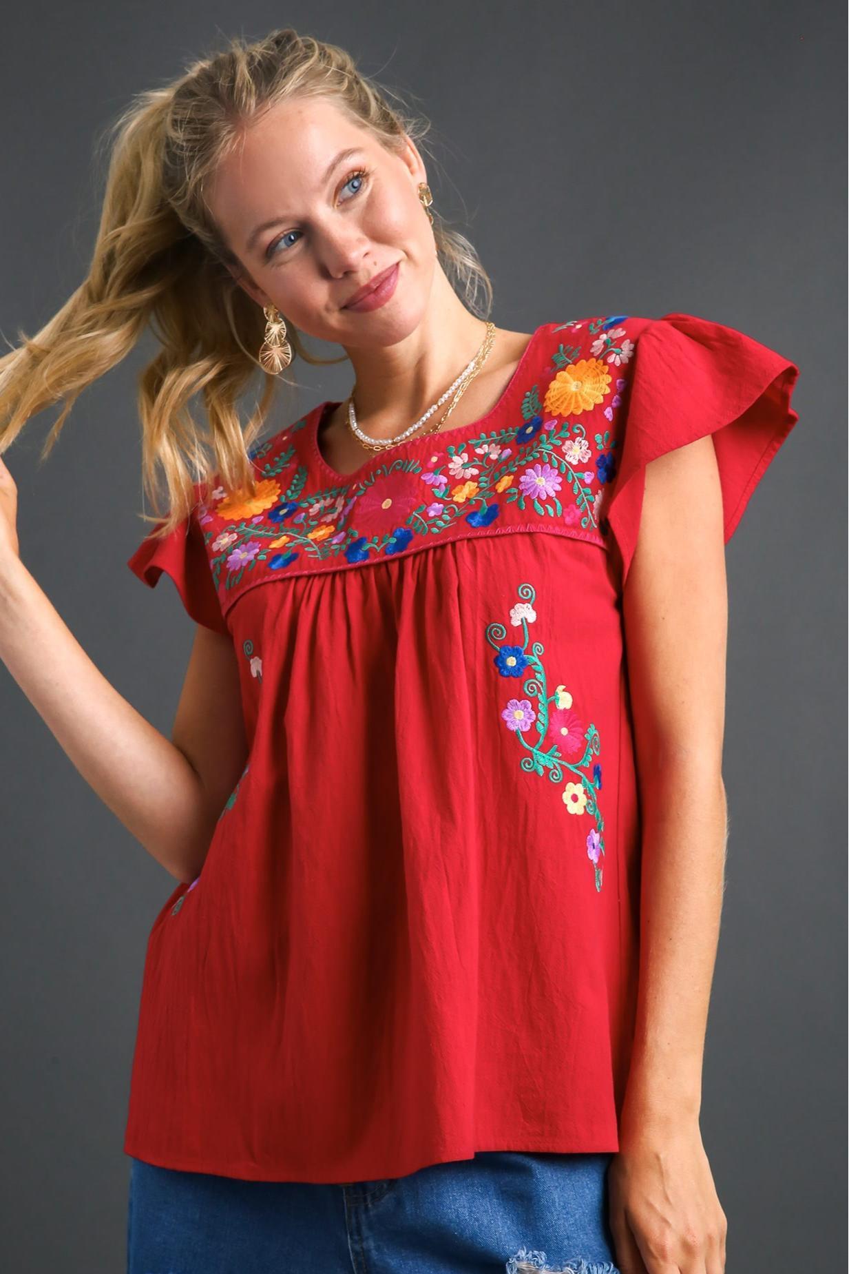 Round Neck Embroidered Top Product Image