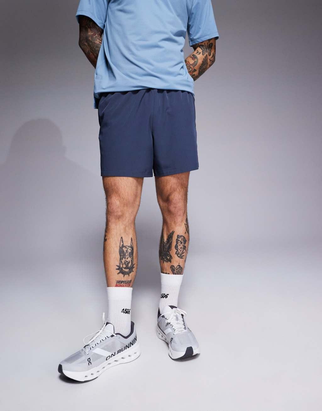 ASOS 4505 Icon 5-inch quick dry training shorts with zip pockets in dark navy Product Image