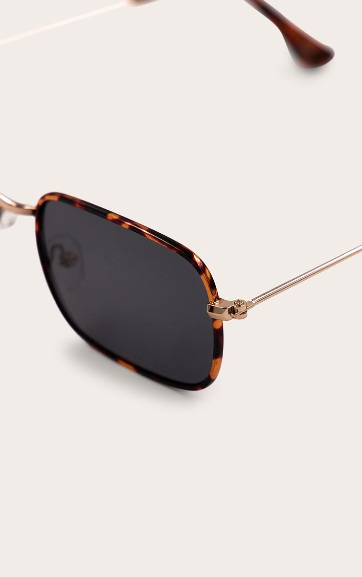 Tortoiseshell Metal Frame Square Sunglasses Product Image
