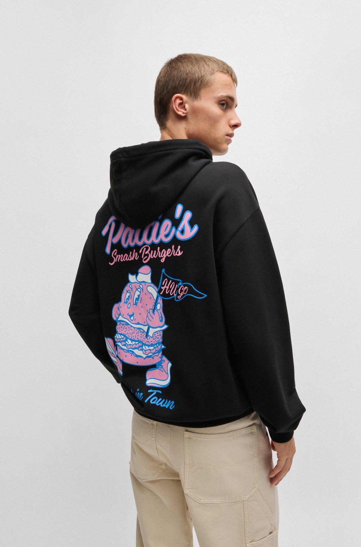 Cotton-terry hoodie with street-food graphics Product Image