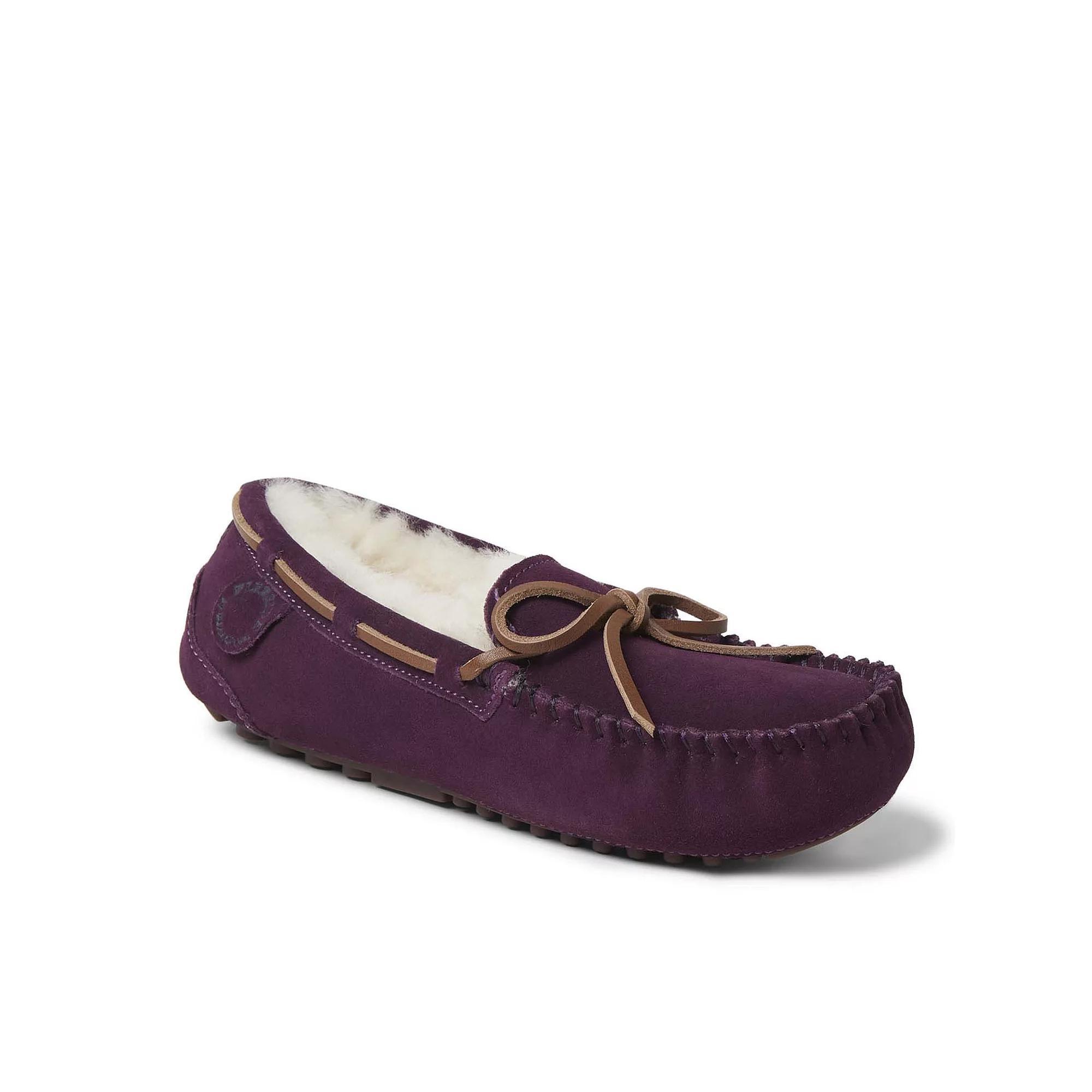 Fireside by Dearfoams Victoria Genuine Shearling Lace Womens Moccasin Slippers Product Image