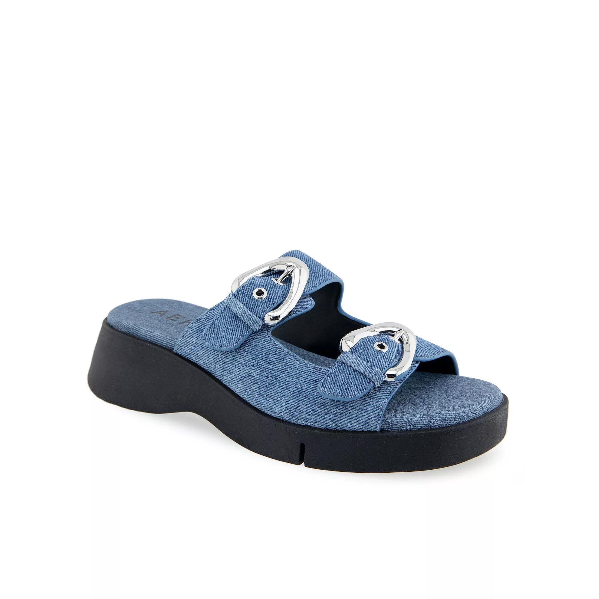 Aerosoles Faith Women's Block Heeled Slide Sandals, Size: 6.5 Medium, Blue Jean Product Image