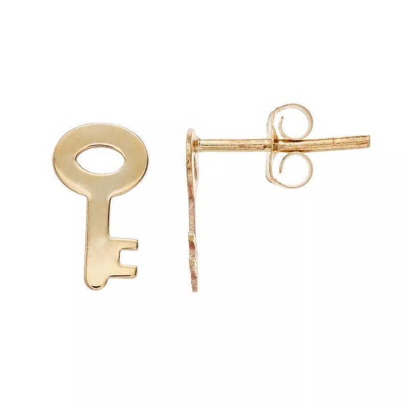 10k Gold Key Stud Earrings, Womens Product Image