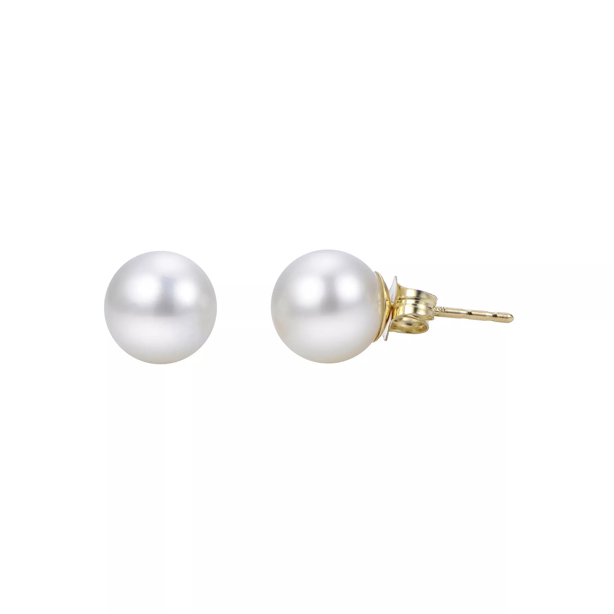 14k Gold Akoya Cultured Pearl Stud Earrings, Womens, White Product Image