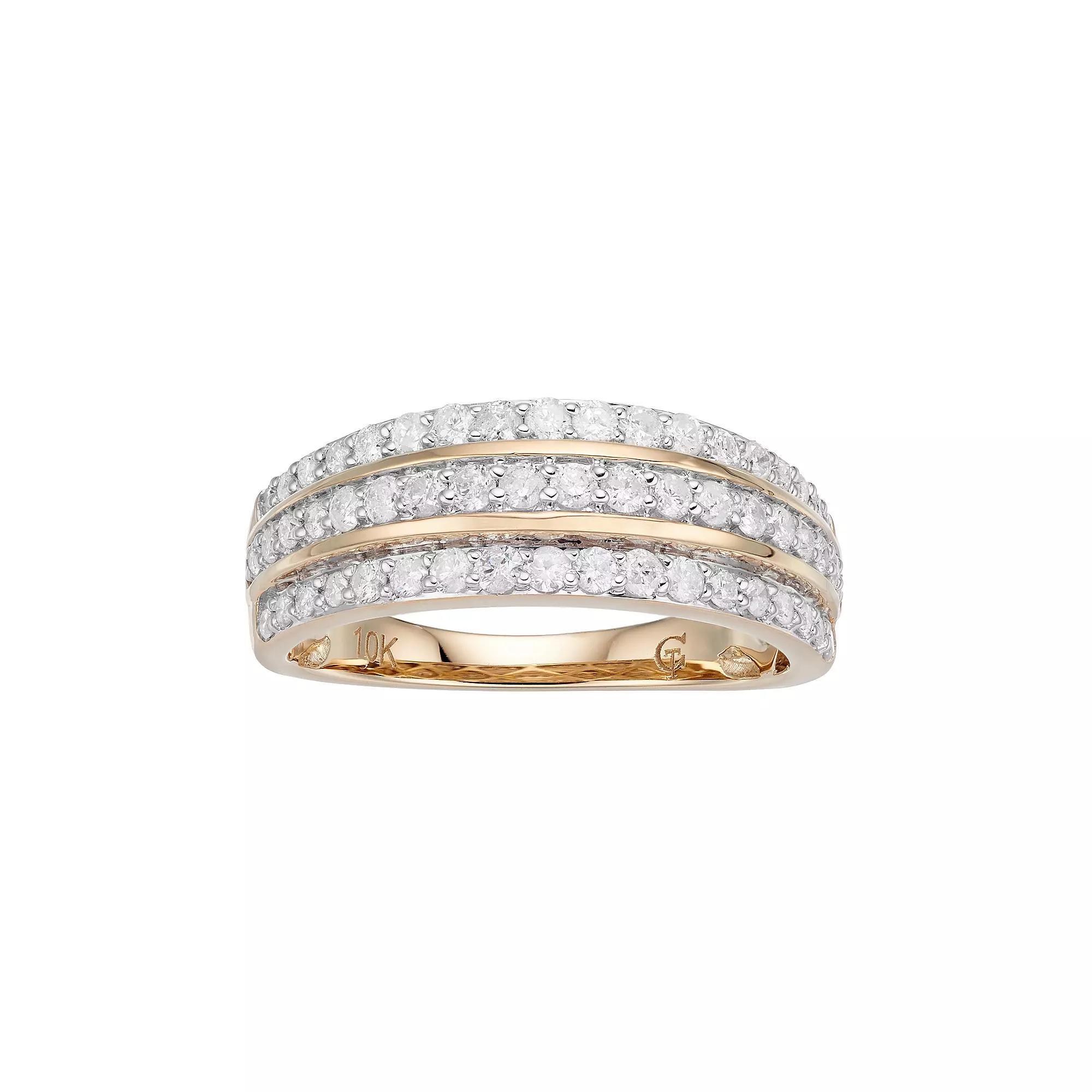 10k Gold 3/4 Carat T.W. Diamond Multi Row Ring, Women's, Size: 7 Product Image