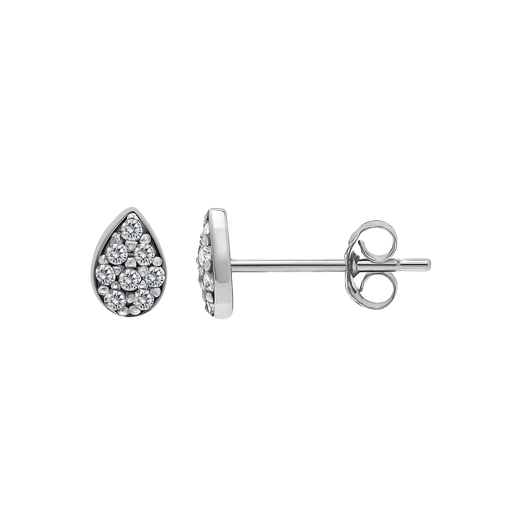 Aleure Precioso Pave Cubic Zirconia Teardrop Stud Post Earrings, Women's, Gold Tone Product Image