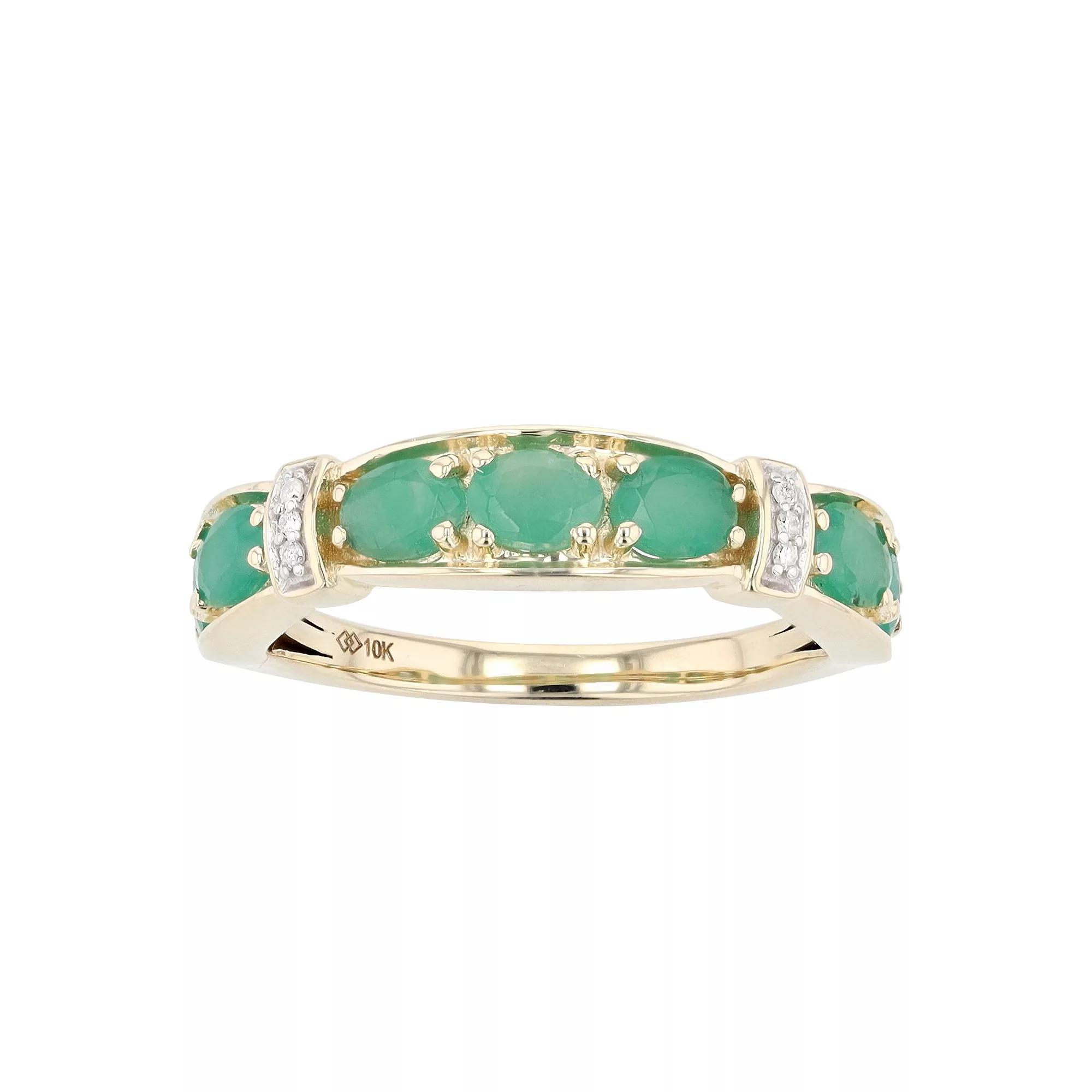 10k Gold Oval Emerald & Diamond Accent Ring, Women's, Size: 6 Product Image