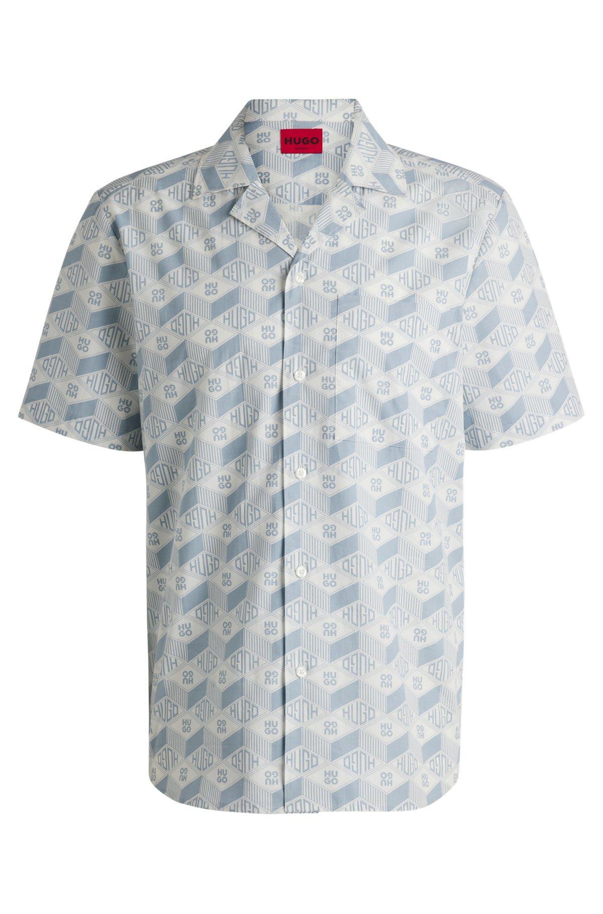 Relaxed-fit shirt in cotton with geometric-logo print Product Image