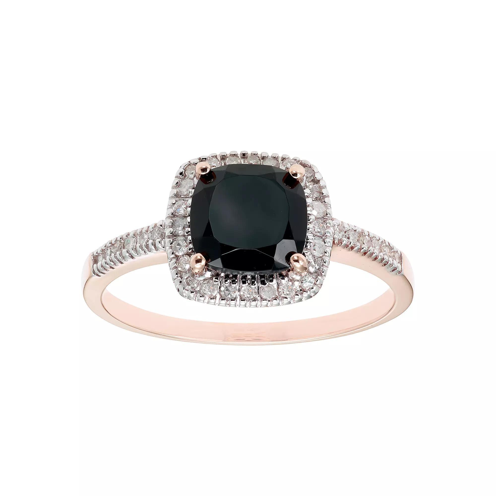 Onyx 10K Gold & 1/5 Carat T.W. Diamond Frame Ring, Womens Pink Product Image