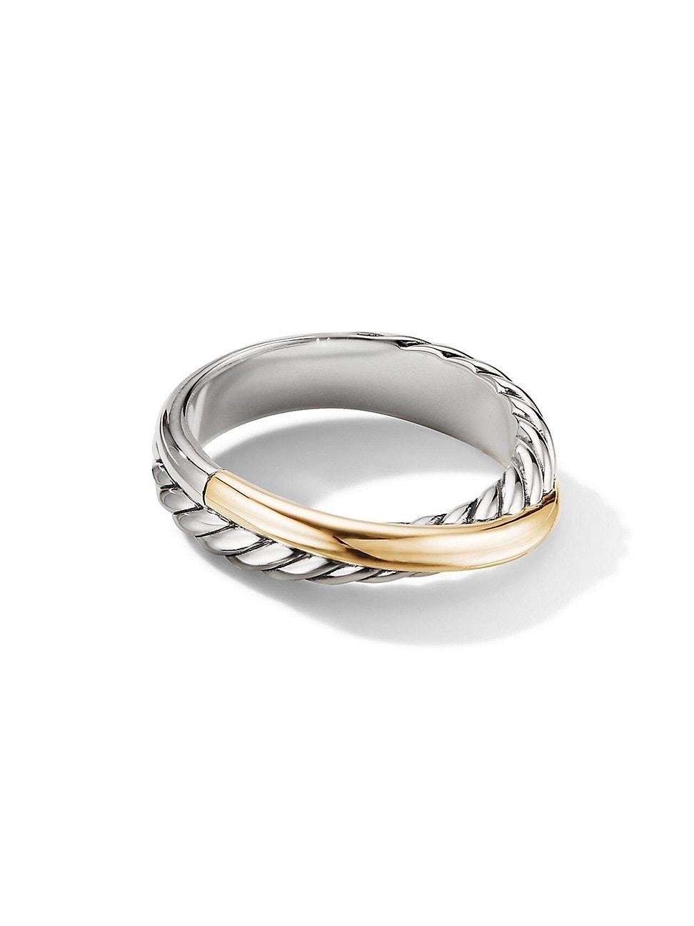 David Yurman Sterling Silver & 18K Yellow Gold Crossover Ring Product Image
