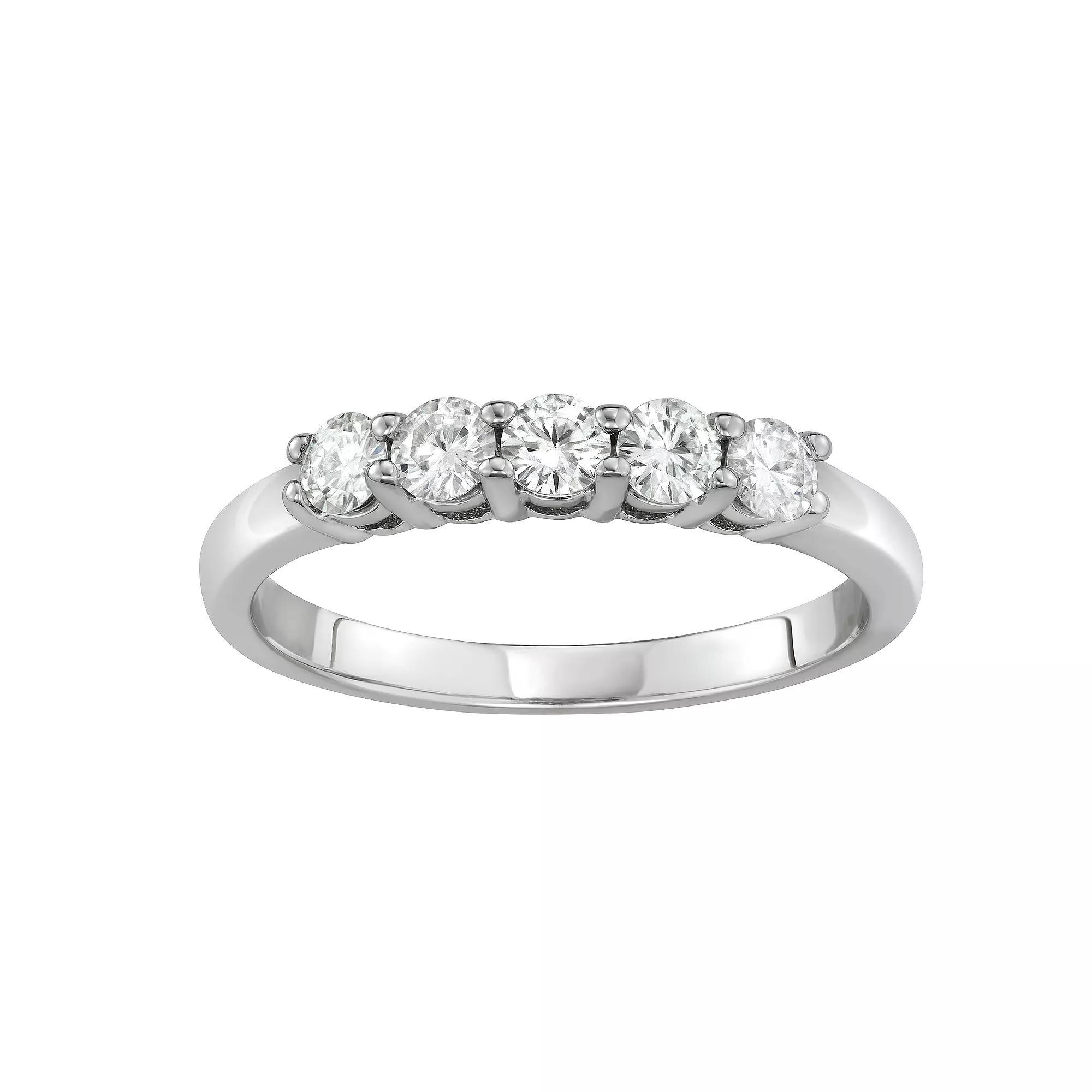 Charles & Colvard 14K Gold 1/2 Carat T.W. Lab-Created Moissanite 5 Stone Band, Women's, Size: 6, Yellow Product Image