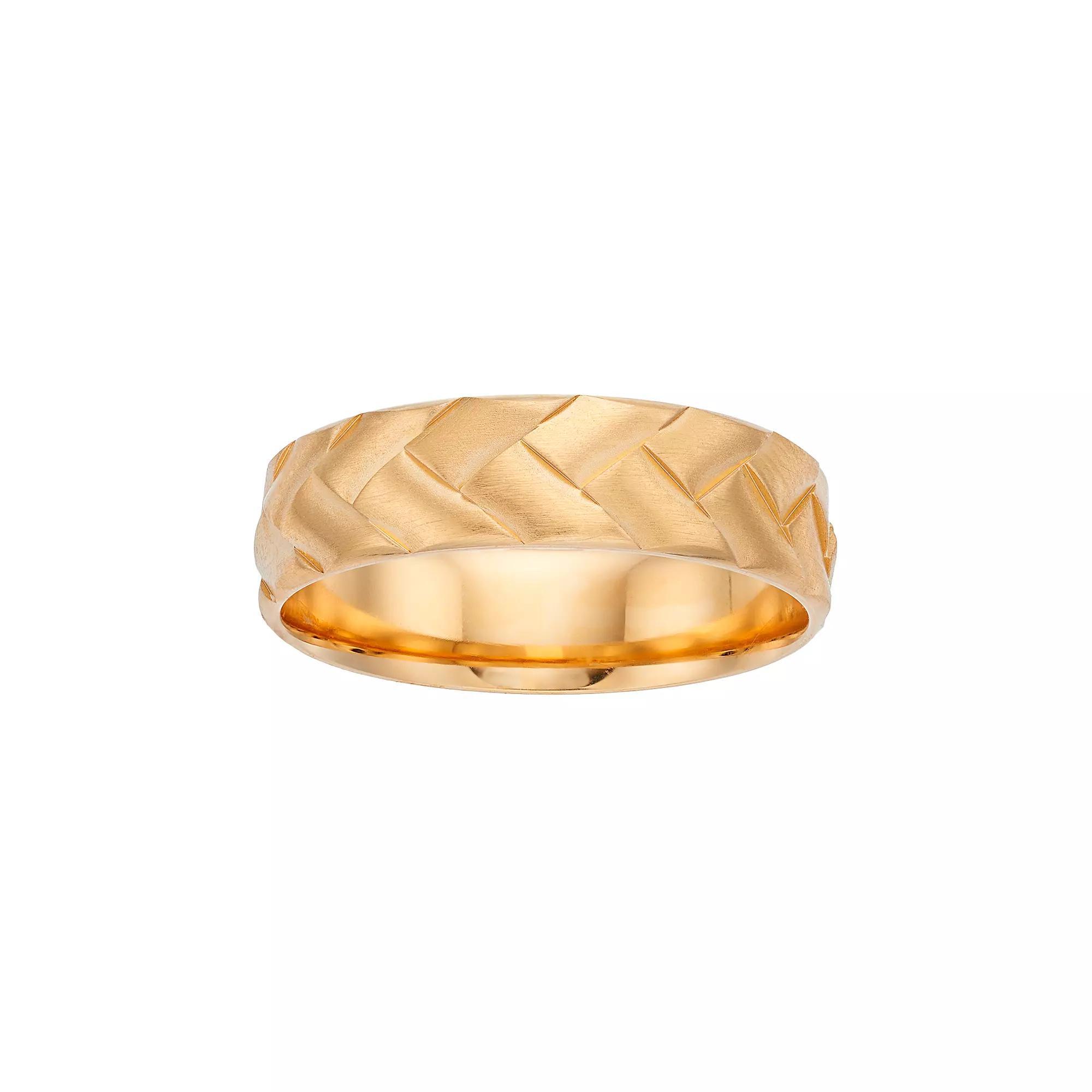 Mens Sterling Silver Braided Wedding Band 14k Gold Over Product Image