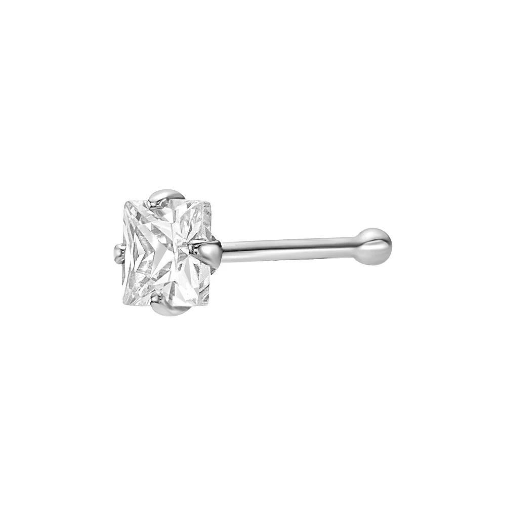 Lila Moon 14k Gold Cubic Zirconia Nose Ring Stud, Women's, 14k White Gold Product Image