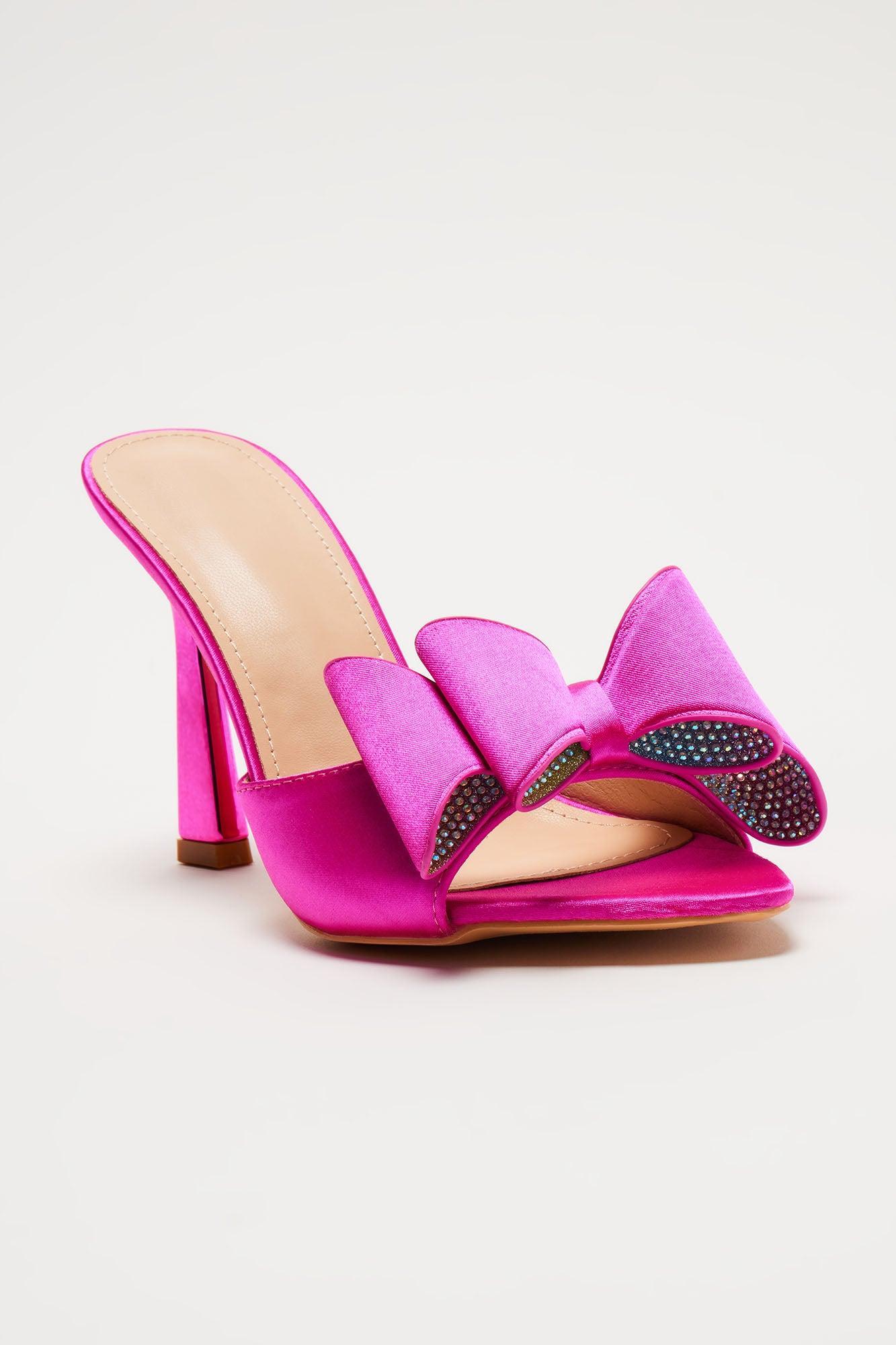 Shyla Heeled Mules - Fuchsia Product Image