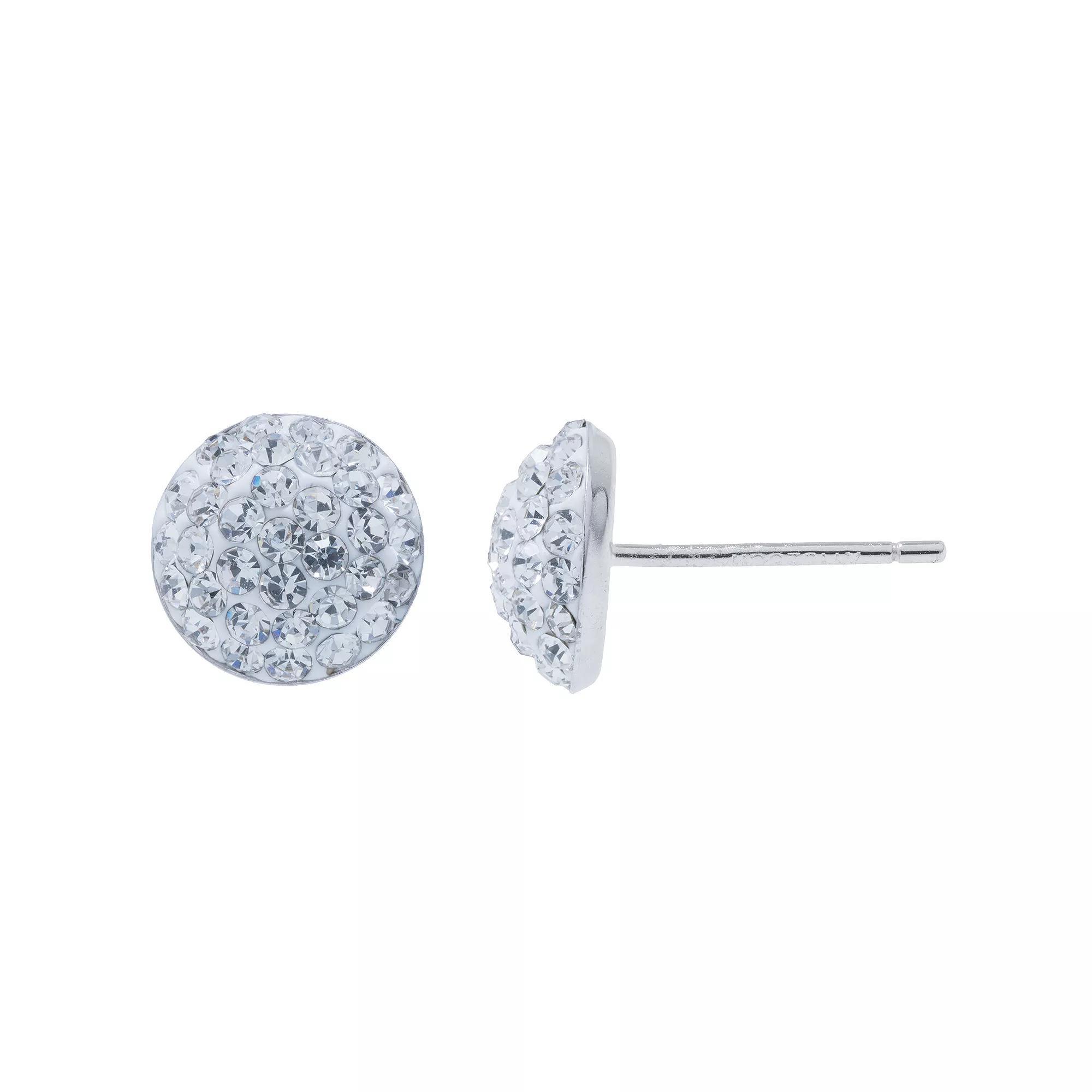 Main and Sterling Sterling Silver Crystal Half Ball Stud Earrings, Women's, Size: 9MM, White Product Image