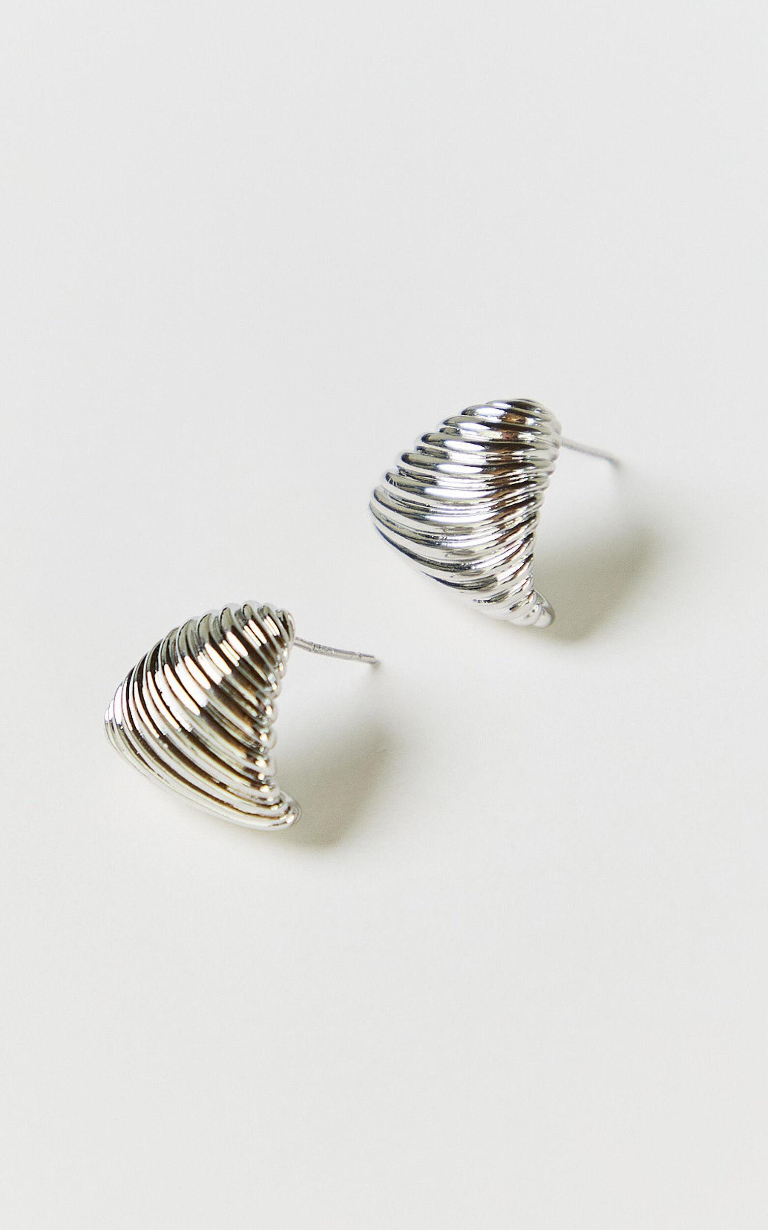 Rhianna Earrings - Ridge Stud Earrings in Silver Product Image
