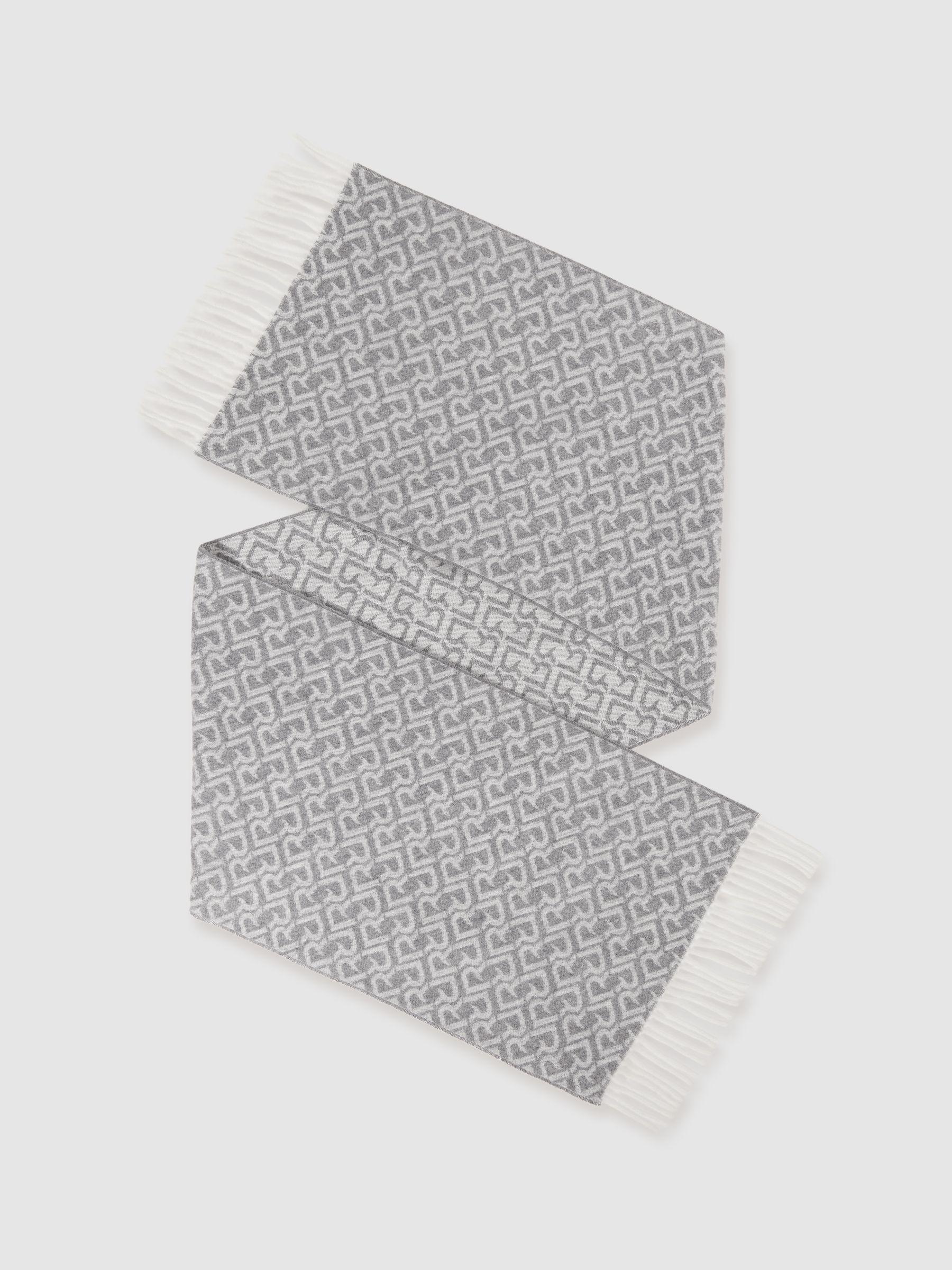 Logo-Jacquard Scarf With Wool in Charcoal / Off White Product Image