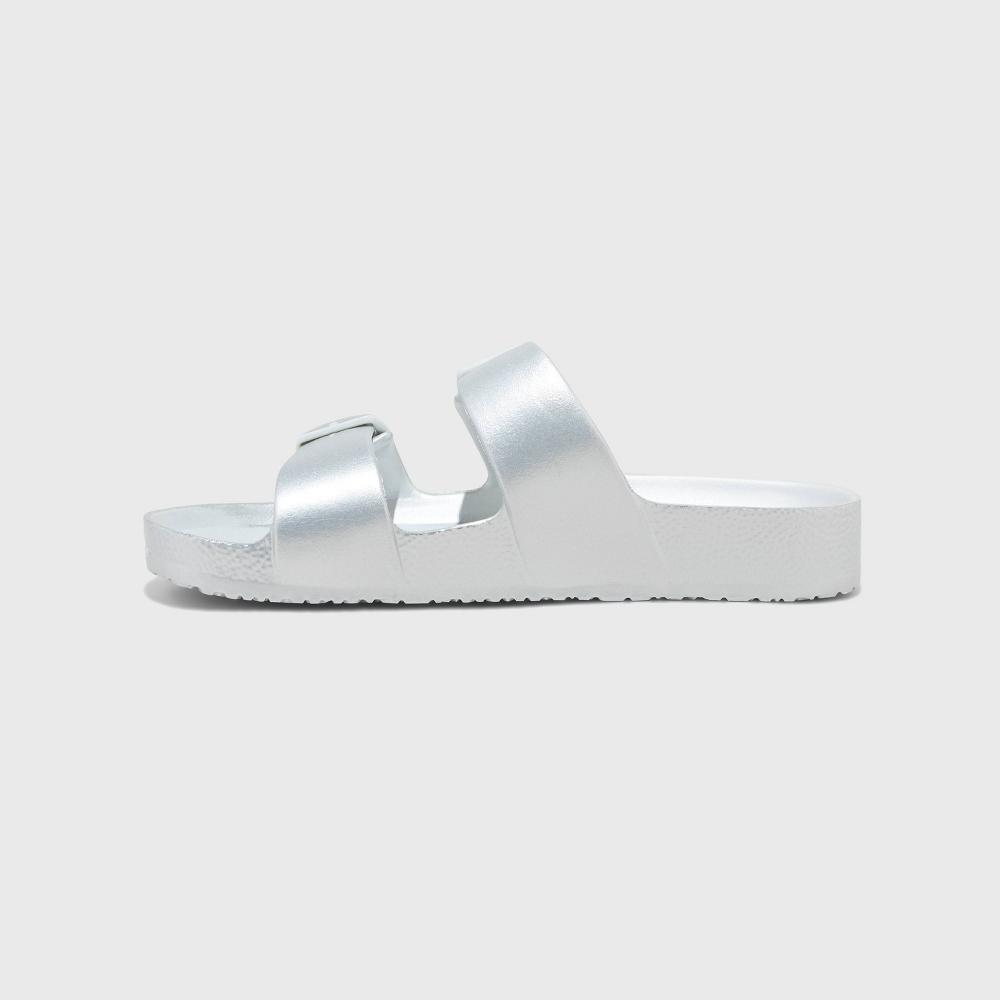 Womens Neida EVA Two Band Footbed Slide Sandals - Shade & Shore Silver 6: Slip On, Contoured Footbed, Open Toe Product Image
