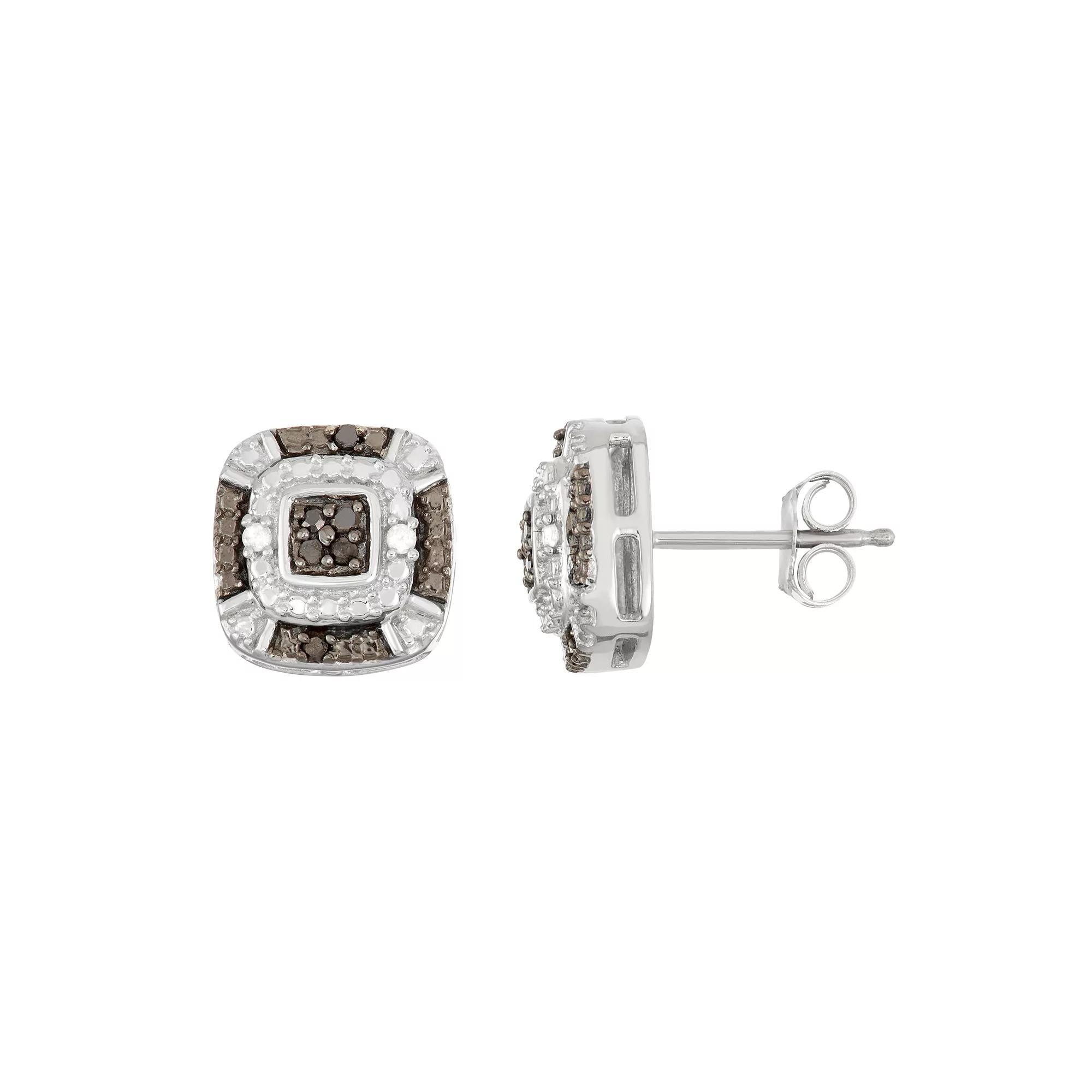 Celebration Gems Sterling Silver Cushion Gemstone & 1/5 Carat T.W. Diamond Halo Stud Earrings, Womens, Purple Product Image