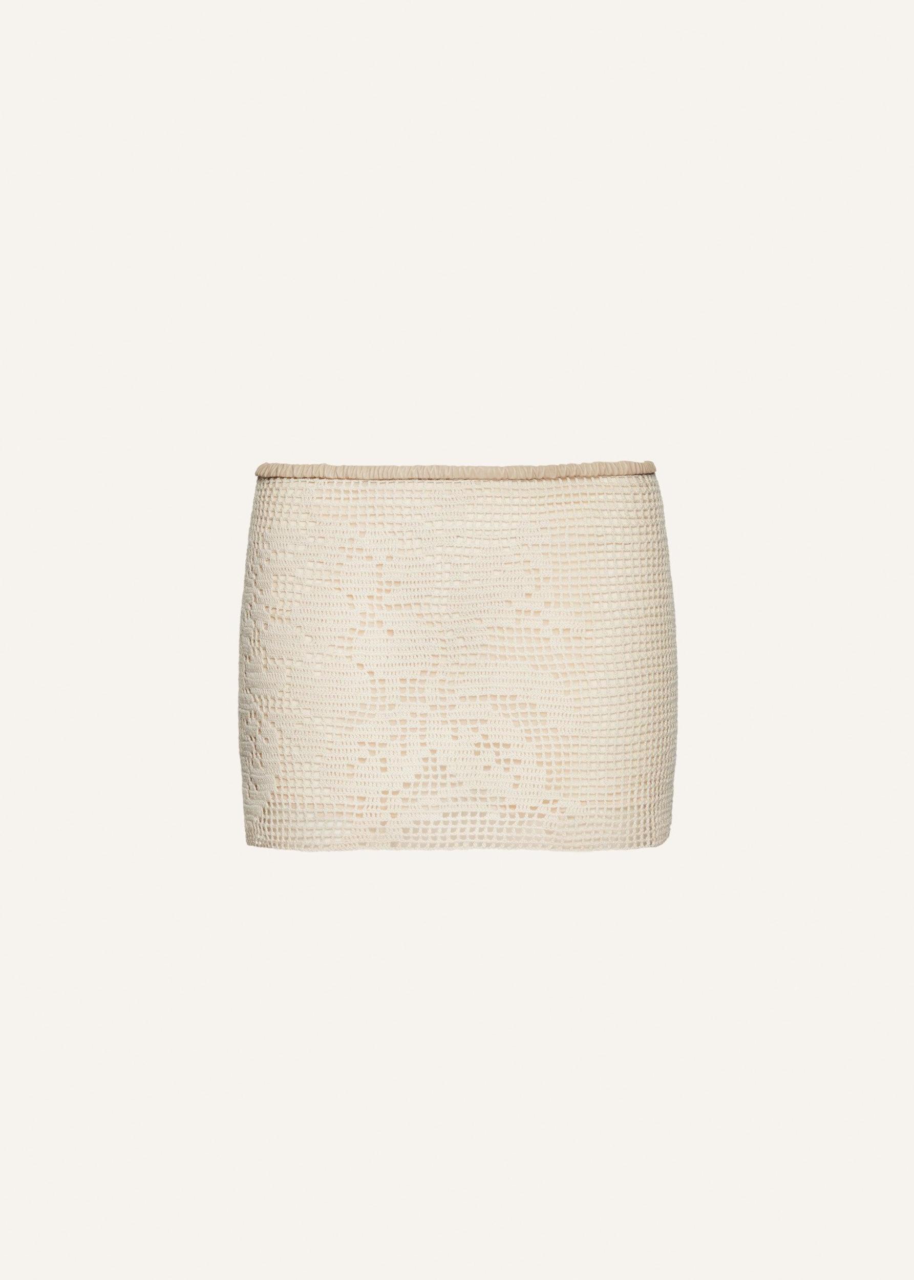 Lace crochet mini skirt in cream Product Image