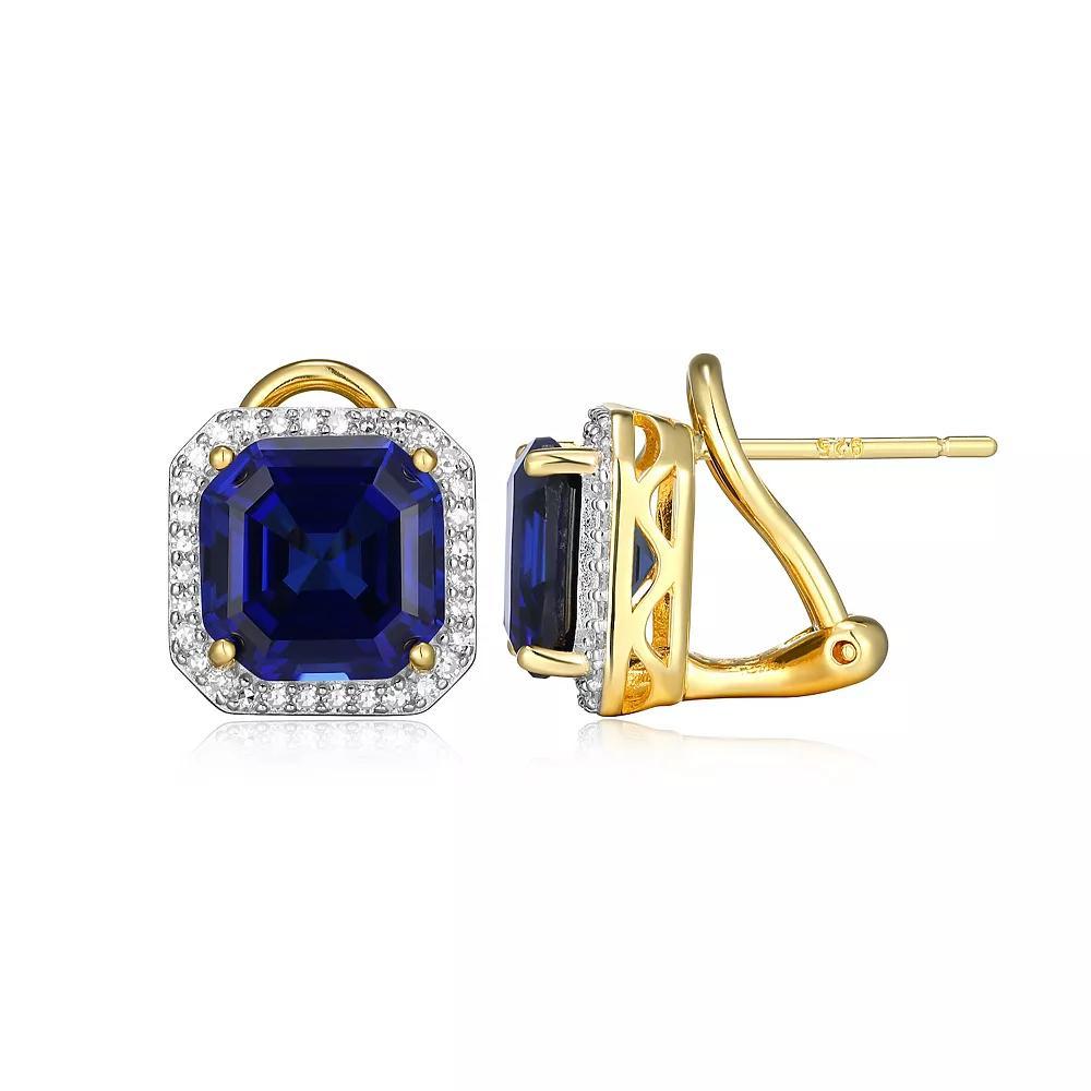Sterling Silver Lab-Created Sapphire & 1/3 Carat T.W. Lab-Grown Diamond Stud Earrings, Women's, Gold Tone Product Image
