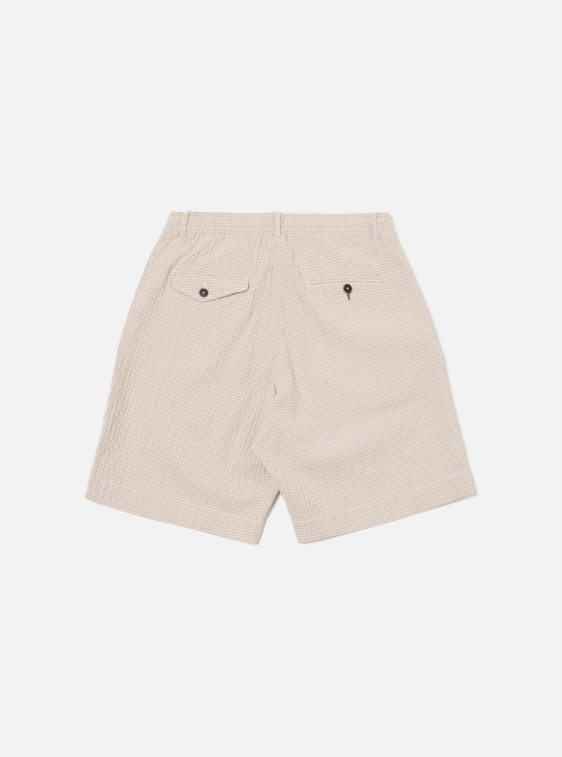 Ecru/Sand Ospina Check Cotton Pleated Track Short Product Image