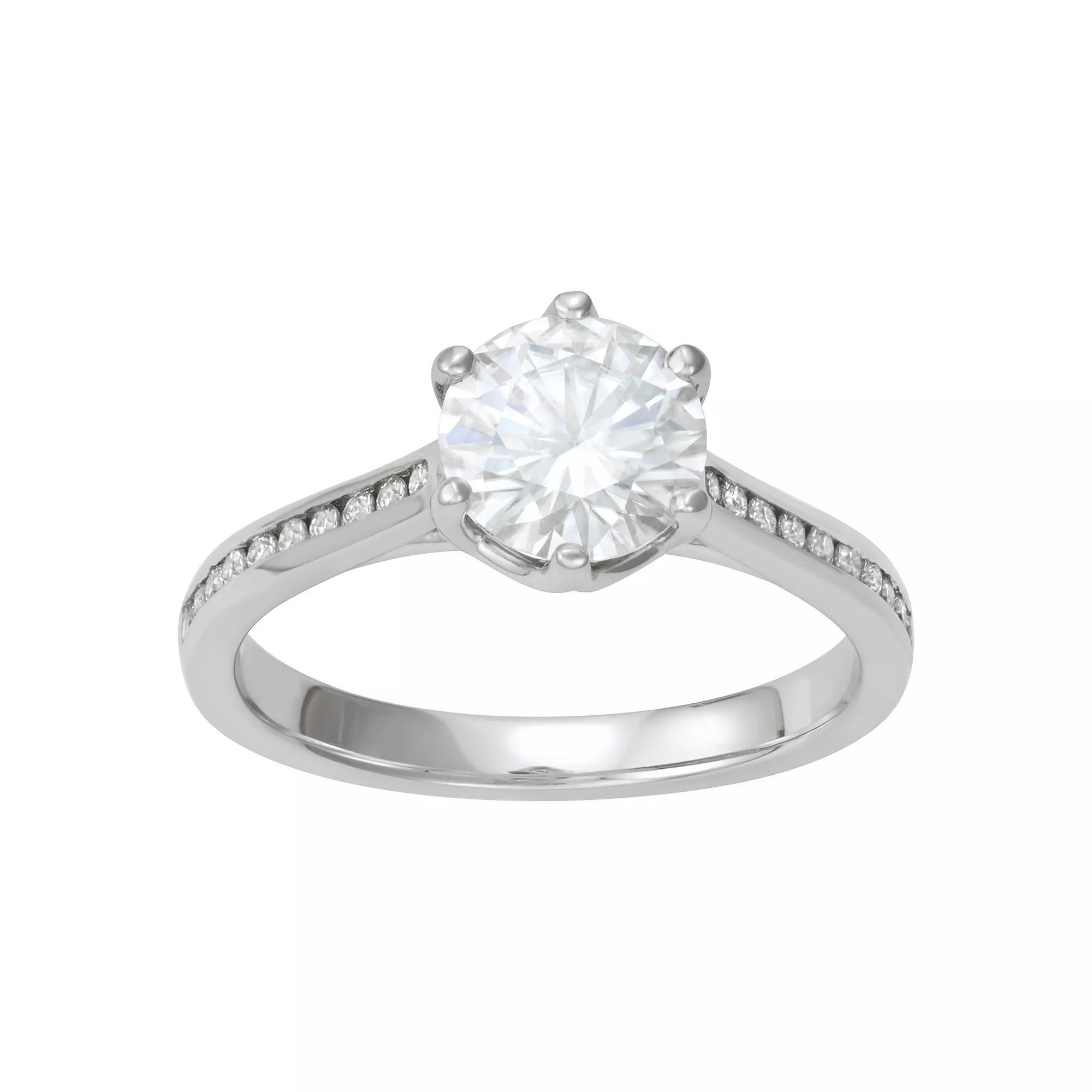 Charles & Colvard 14k Gold 1 5/8 Carat T.W. Lab-Created Moissanite Engagement Ring, Womens, 14k White Gold Product Image