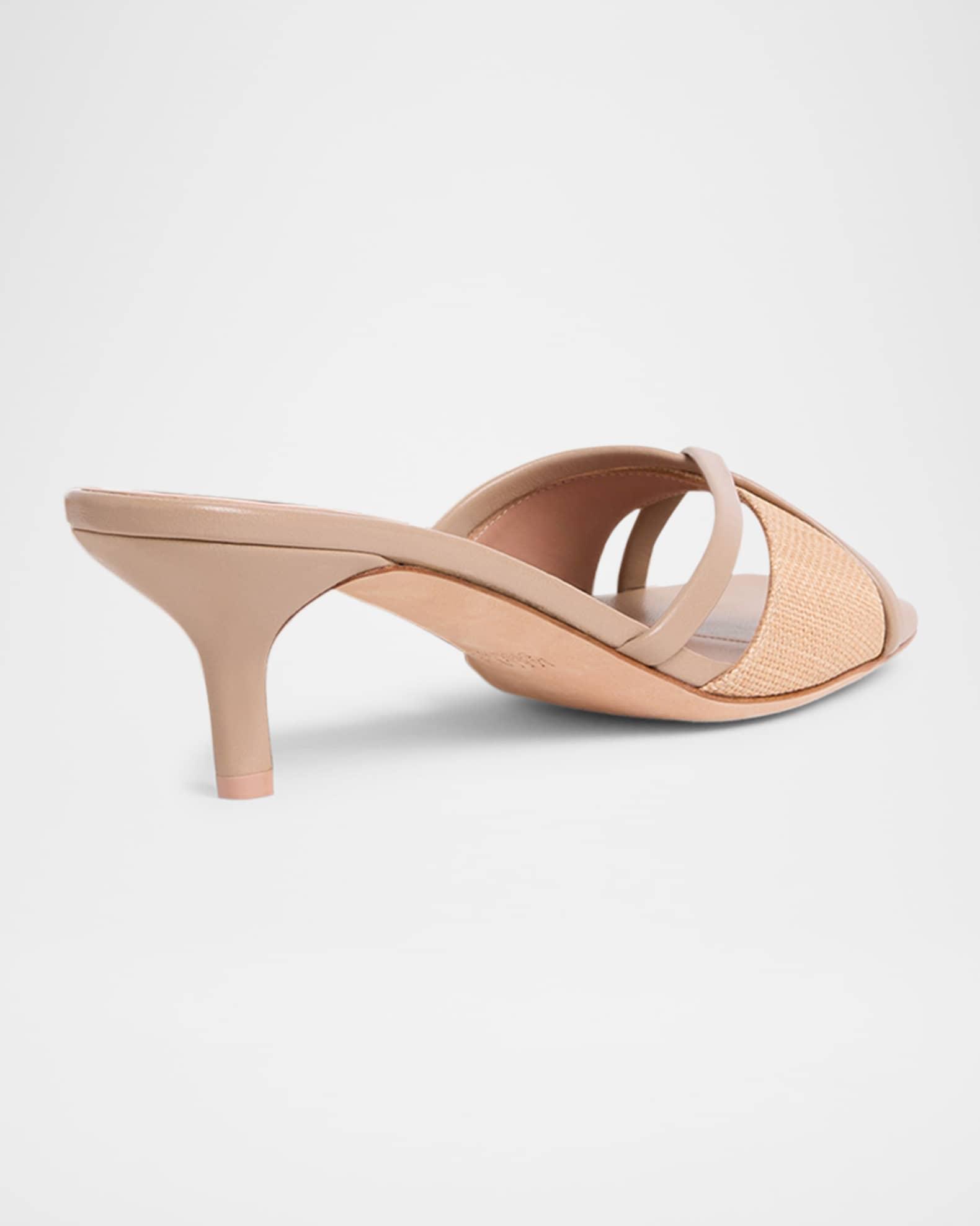 Raffia Leather Crisscross Slide Sandals Product Image