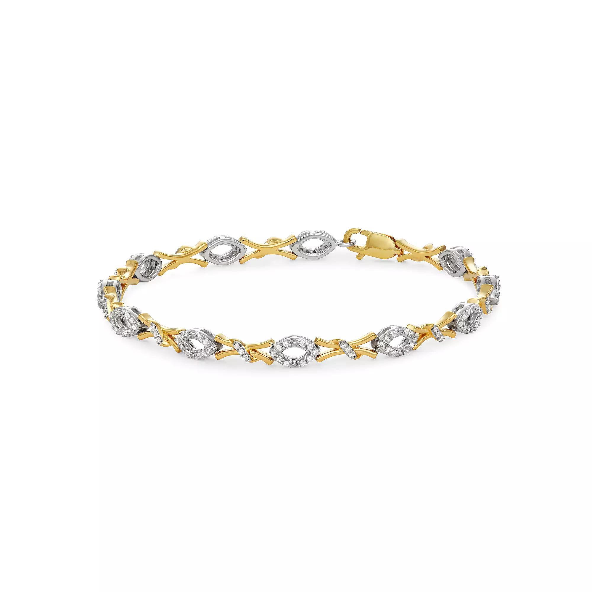 HDI 1/2 Carat T.W. Diamond X O Bracelet, Women's, Size: 7, Sterling Product Image