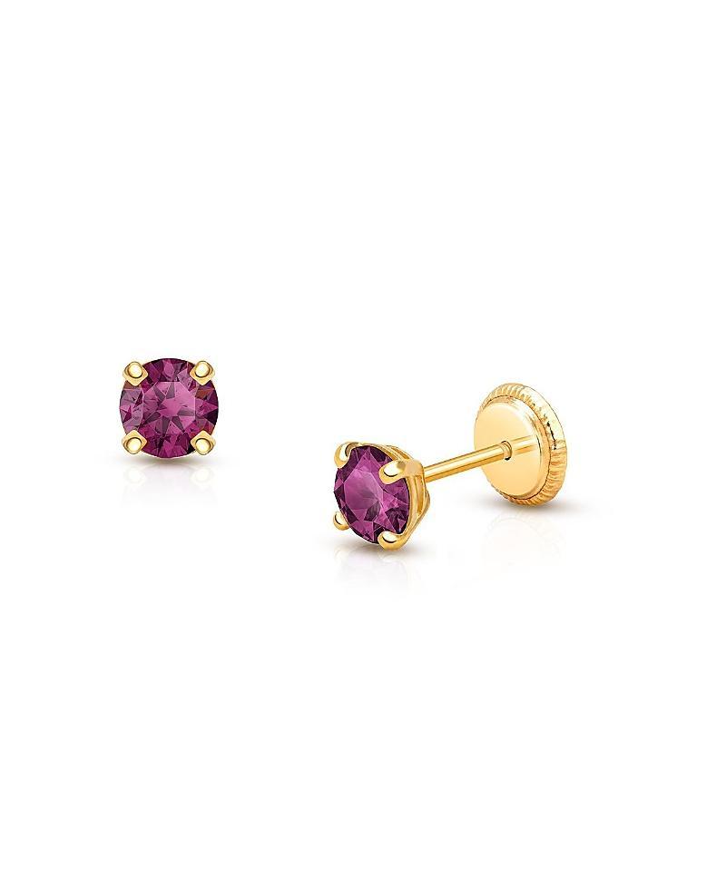 Tiny Blessings Tiny Blessings Childrens 14K Gold 4mm Crystal Birthstone Studs Girls Screw Back Earrings Product Image