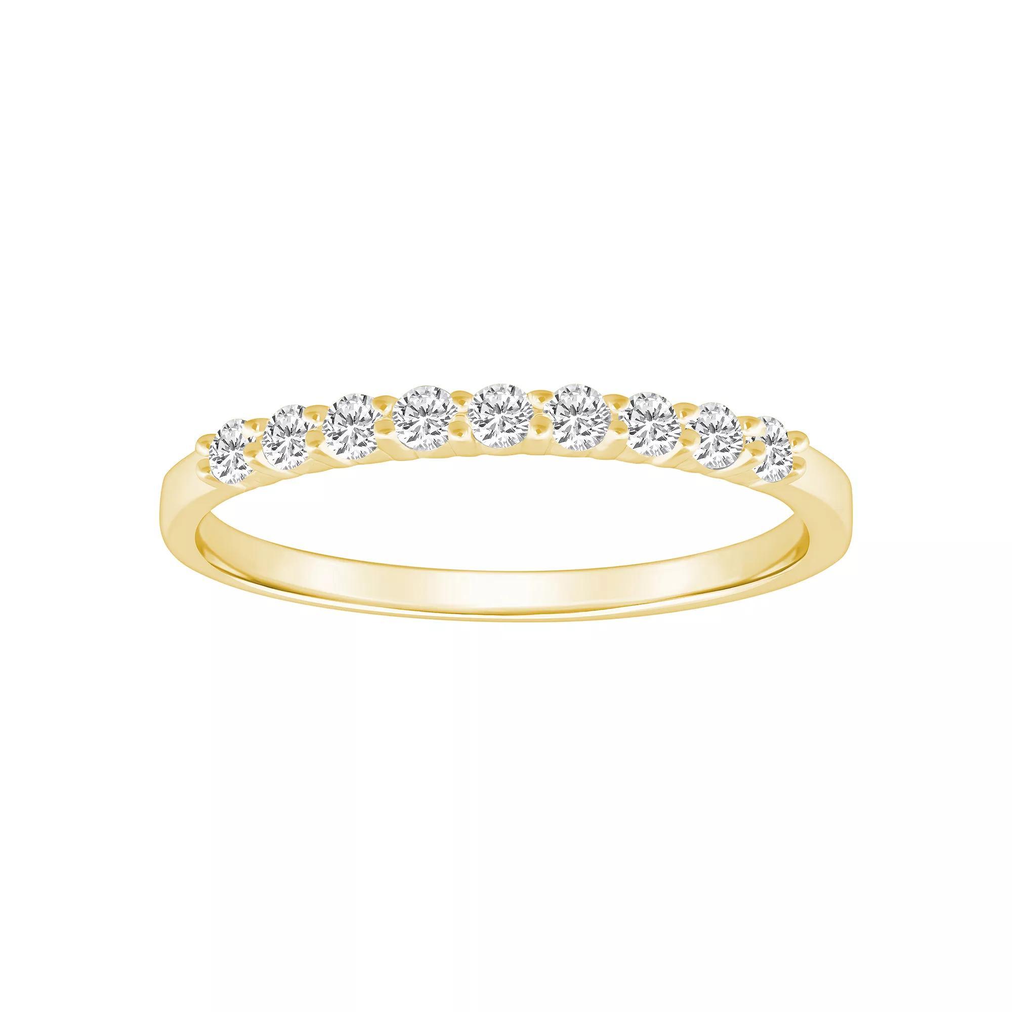 Alyson Layne 14k Gold 1/4 Carat T.W. Diamond 9-Stone Wedding Band, Women's, Size: 6, Pink Product Image