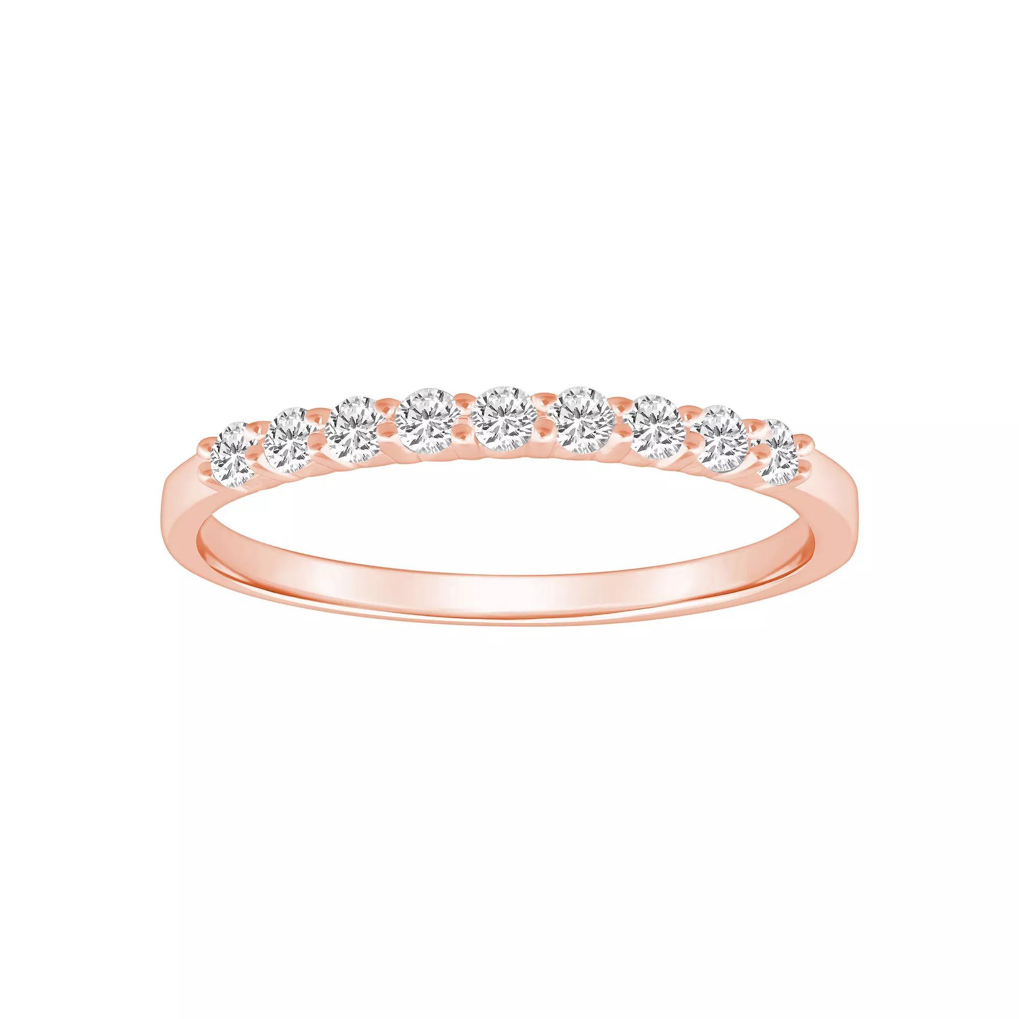 Alyson Layne 14k Gold 1/4 Carat T.W. Diamond 9-Stone Wedding Band, Women's, Size: 6, Pink Product Image