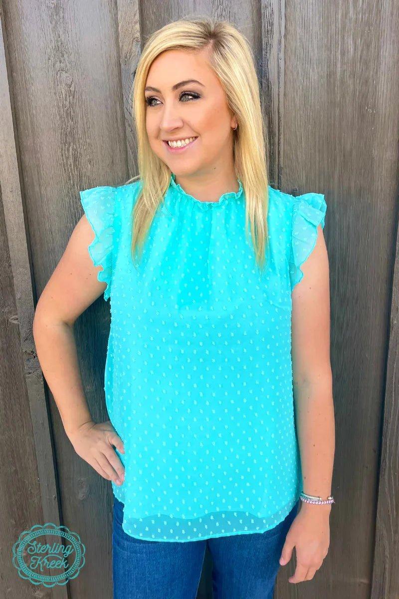 Plus Swiss Dot Turquoise Babydoll Top* Product Image