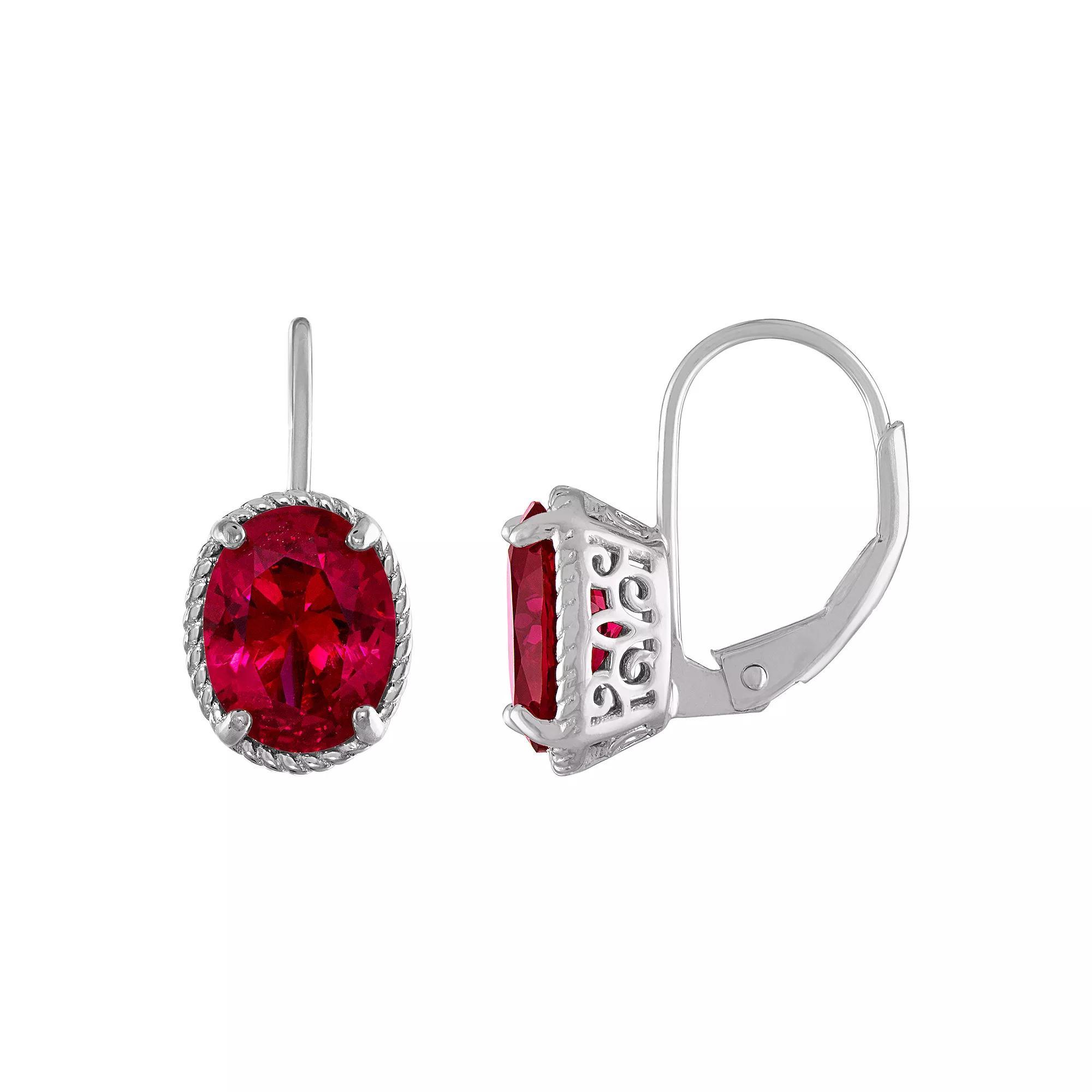 Designs by Gioelli Gemstone Leverback Earrings, Women's, Lab Created Red Product Image