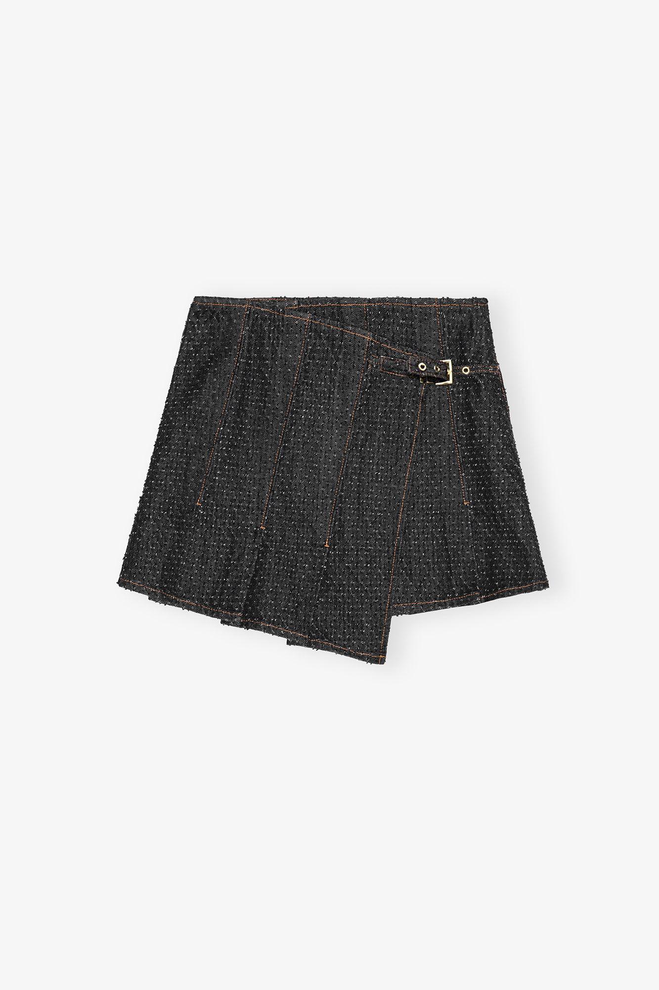 Black Textured Wrap Skirt Product Image