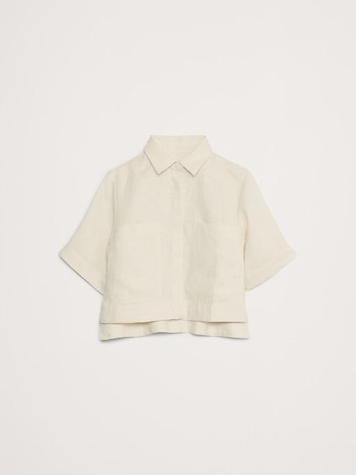 Boxy Linen Cropped Shirt Product Image