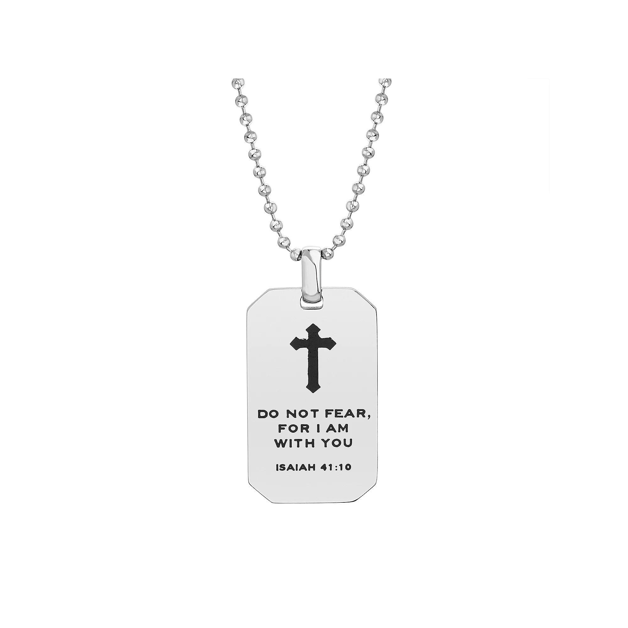 1913 Men's Stainless Steel "Do Not Fear, For I Am With You" Dog Tag Pendant Necklace, Size: 24" Product Image