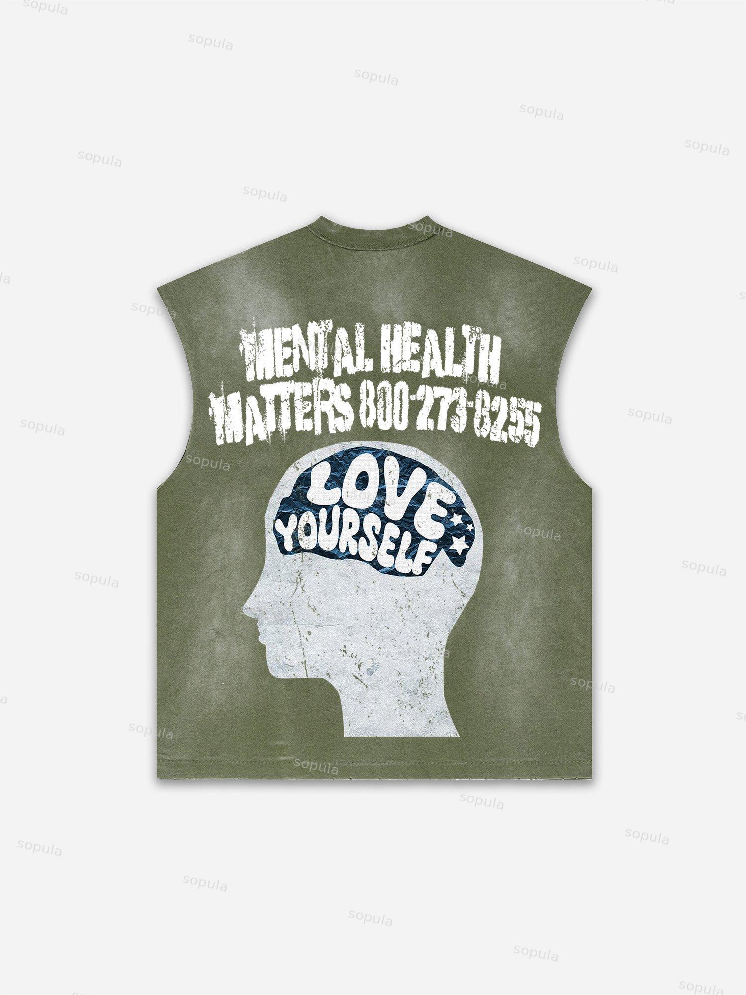 Mental Health Matters Fun Graphic Distressed Tank Top Product Image