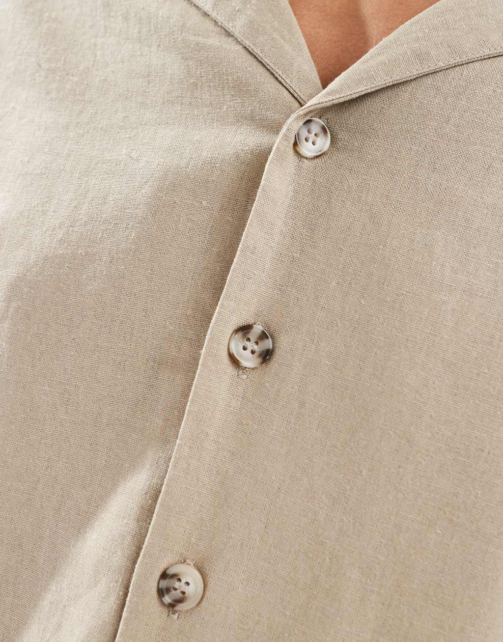 ADPT oversized linen mix revere collar shirt in beige  Product Image