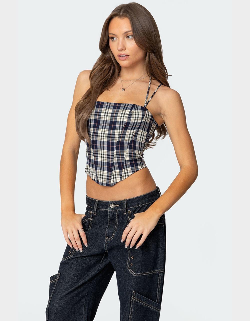 EDIKTED Leon Plaid Corset Product Image