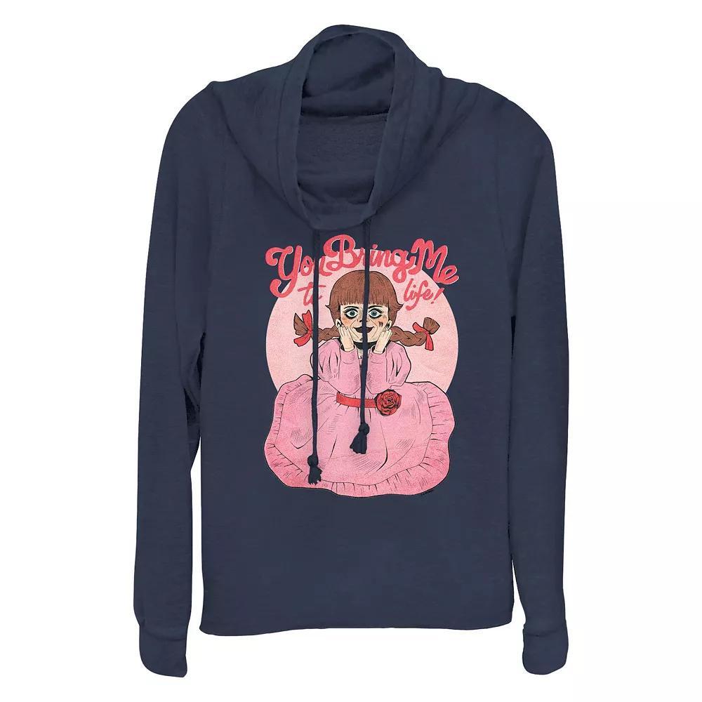 Women's Annabelle You Bring Me To Life Cowlneck Graphic Lightweight Long Sleeve, Size: XS, Blue Product Image