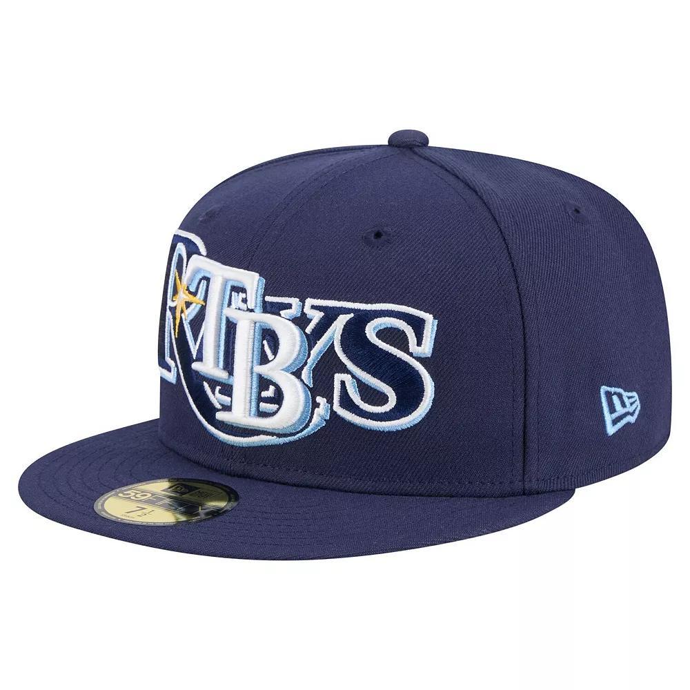 Men's New Era Navy Tampa Bay Rays Overlap 59FIFTY Fitted Hat, Size: 7 1/8, Blue Product Image